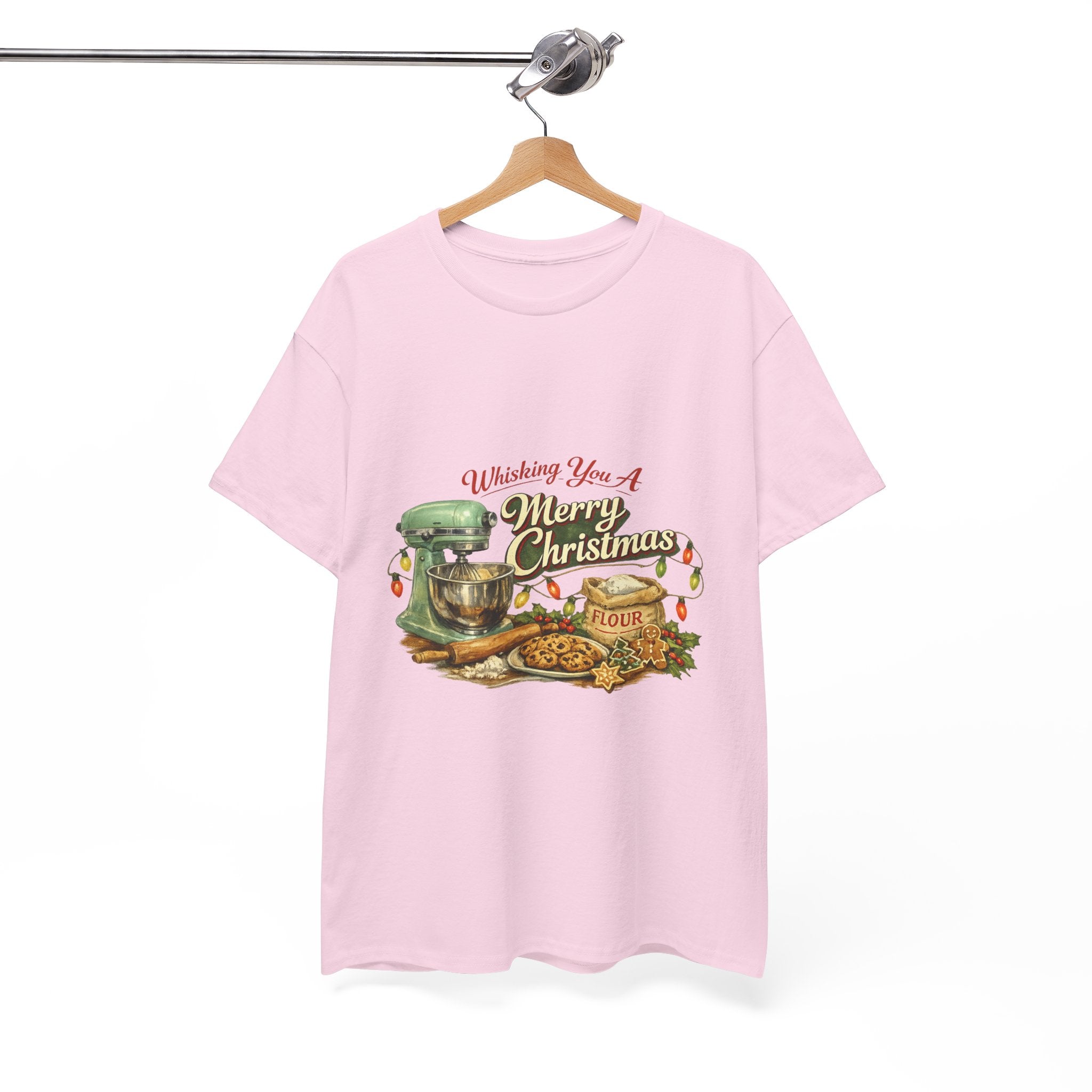 Christmas Baking Tee — "Wishing You A Merry Christmas" Vintage Mixer & Cookies T-Shirt