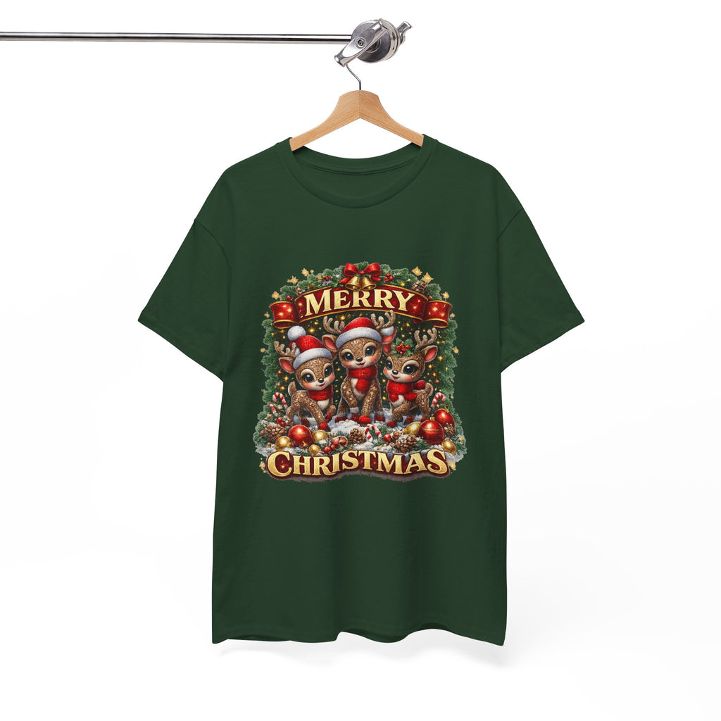 Christmas Reindeer Crew Tee — Merry Christmas Holiday Graphic T-Shirt