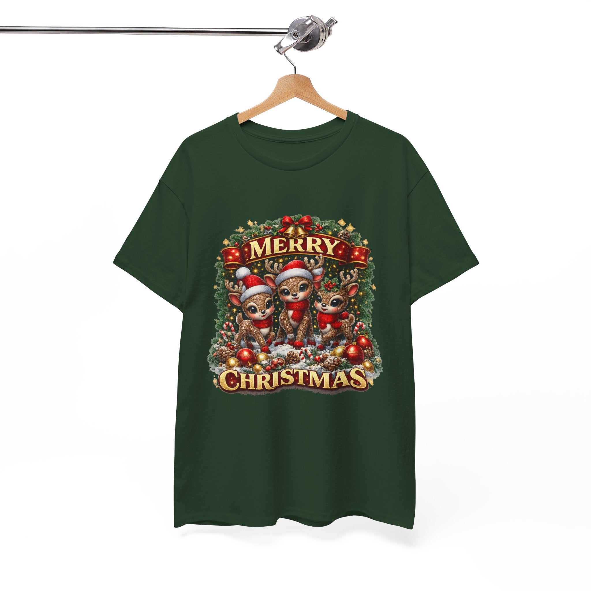 Christmas Reindeer Crew Tee — Merry Christmas Holiday Graphic T-Shirt