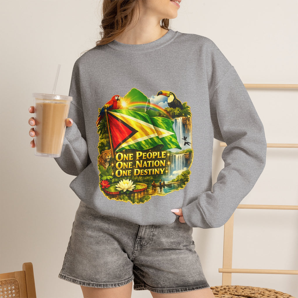 Guyana Flag & Wildlife Sweatshirt — "One People, One Nation, One Destiny" Crewneck