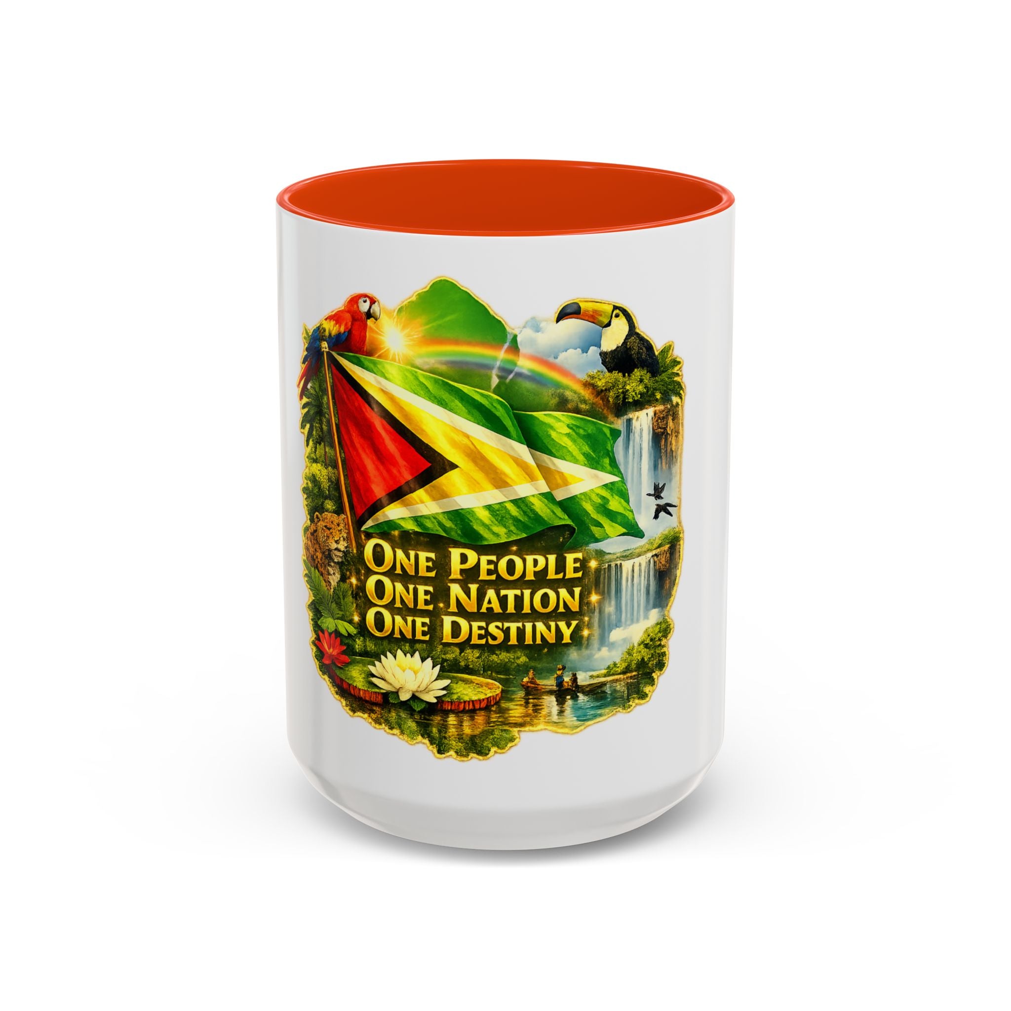 Coffee Mug souvenir that represents Guyana – "One People, One Nation, One Destiny" 11oz/15oz