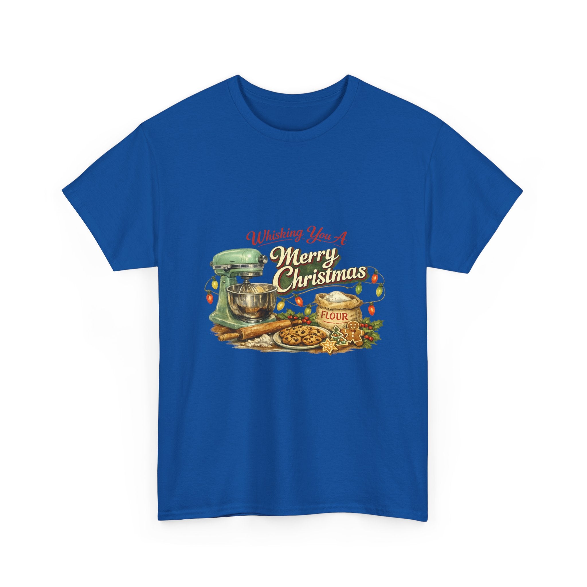 Christmas Baking Tee — "Wishing You A Merry Christmas" Vintage Mixer & Cookies T-Shirt