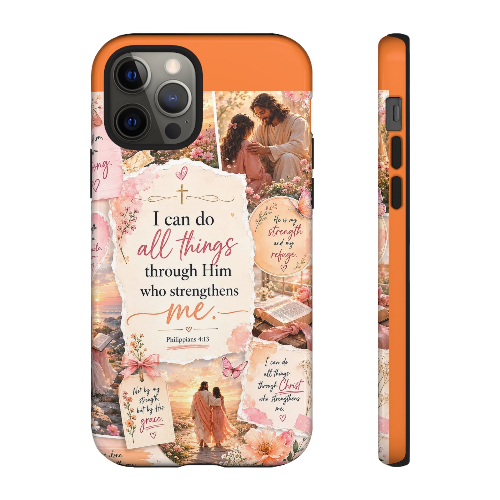 Christian Phone Case bible verses — "I Can Do All Things Through Him" Inspirational Scripture Design