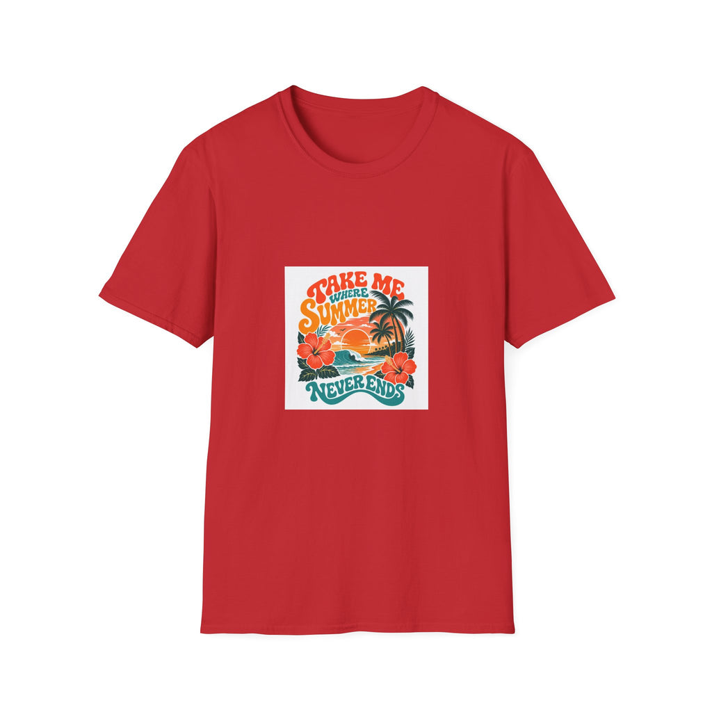 Summer  T-Shirts Summer Never Ends" Retro Palm Graphic Tee