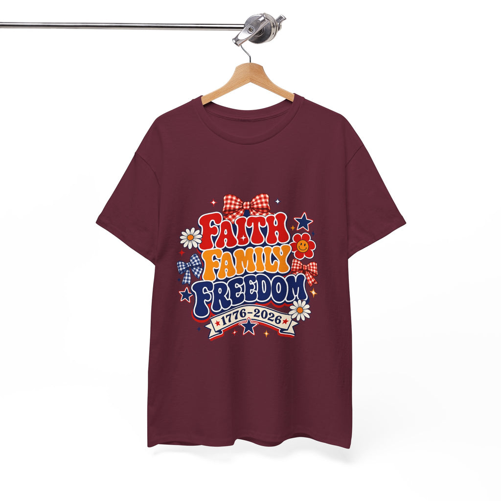 Fourth of July t-shirts - Faith Family Freedom 1776-2026 Patriotic T-Shirt — 4th of July Americana Tee