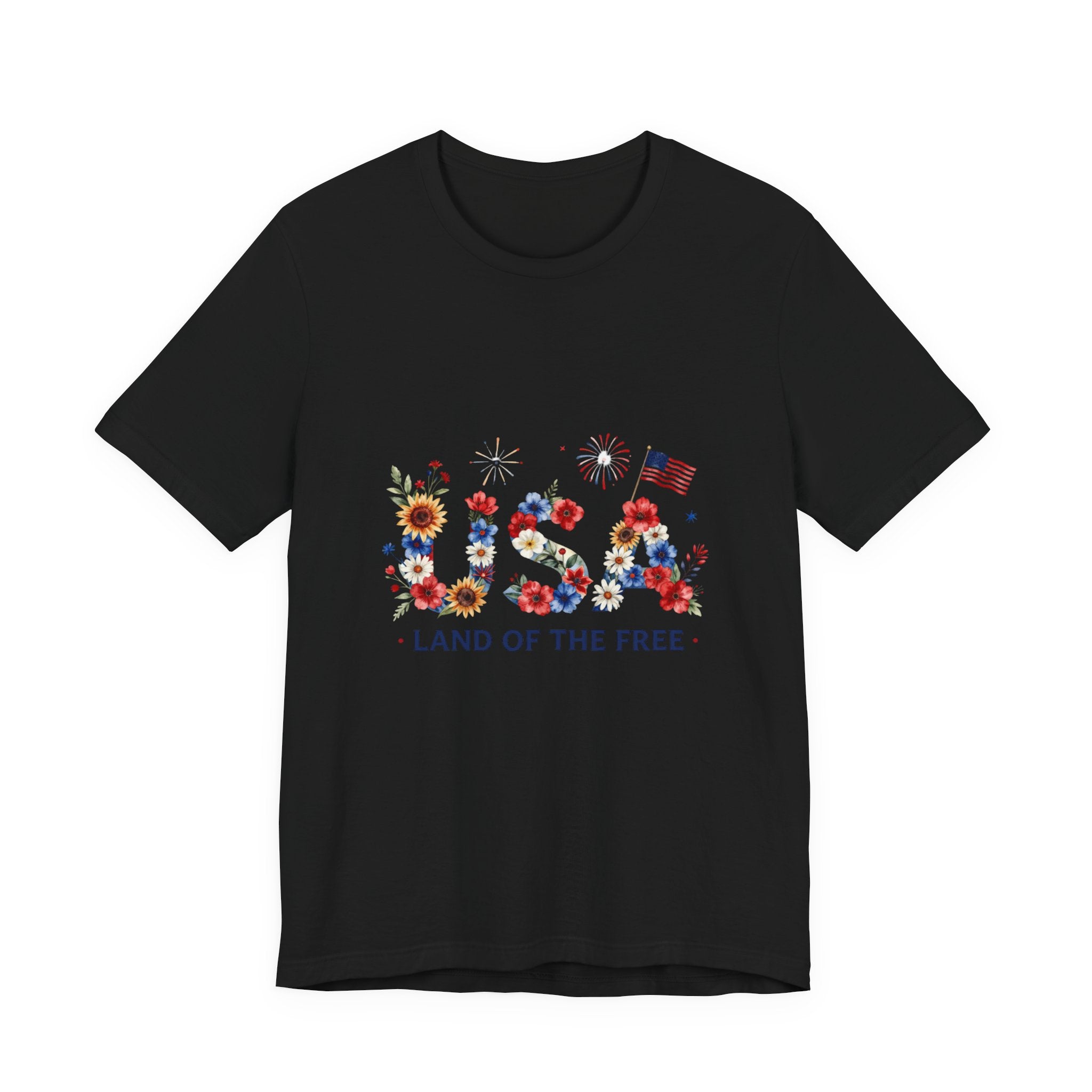 4th of July Tee Shirt Floral 'Land of the Free' T-Shirt