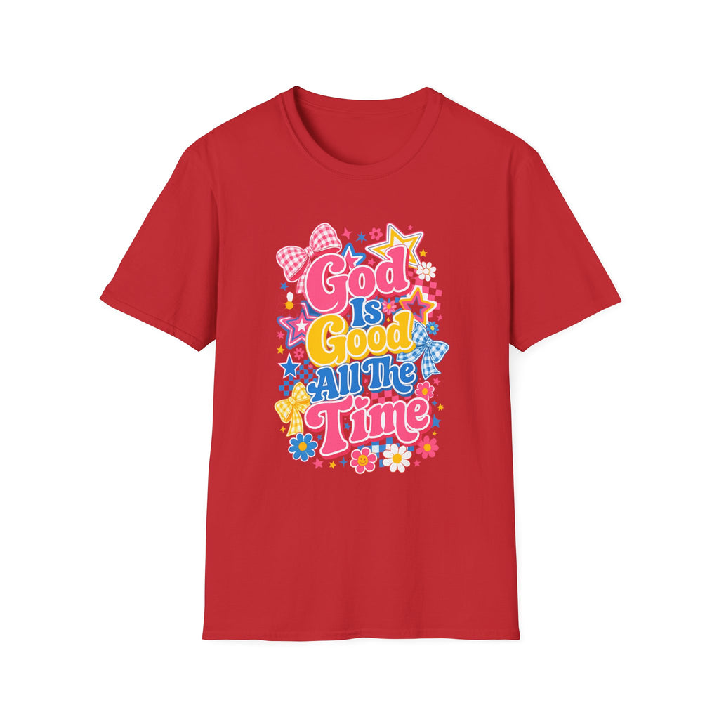 Inspirational vibes God Is Good T‑Shirt — Colorful Retro Faith Graphic Tee