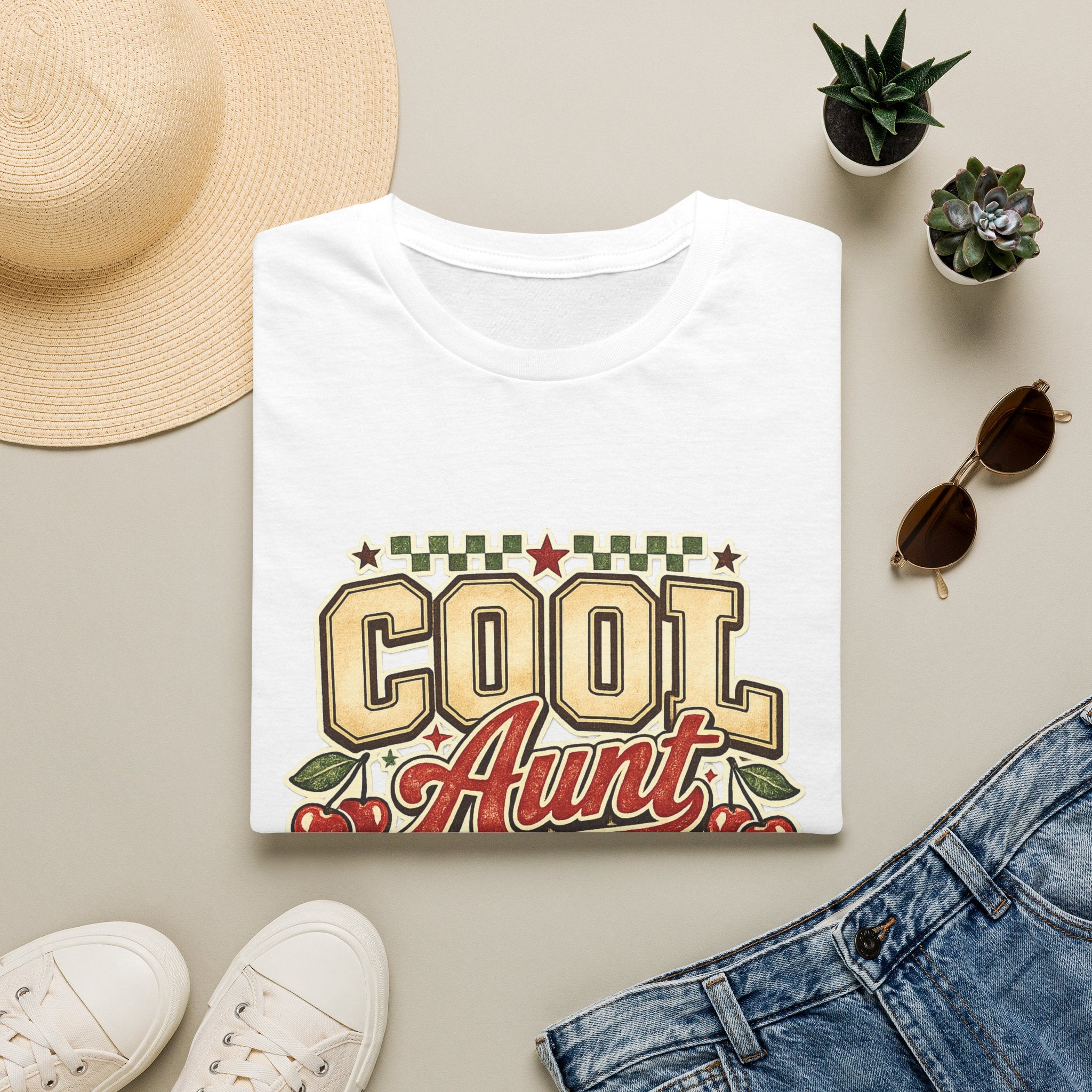Cherries Pop T-Shirt Aunt Club Vintage Cherry Graphic Tee for Fun-Loving Aunts
