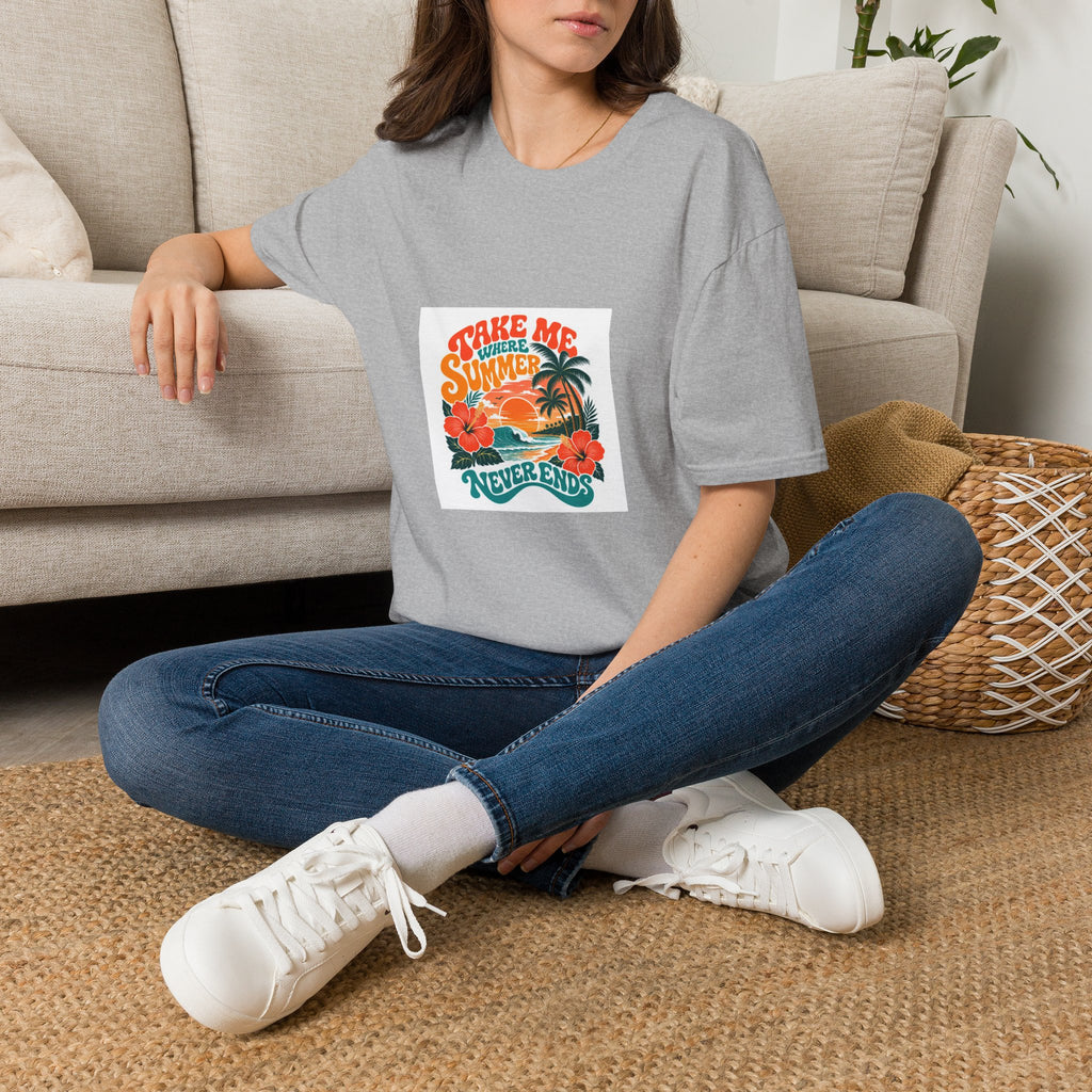 Summer  T-Shirts Summer Never Ends" Retro Palm Graphic Tee