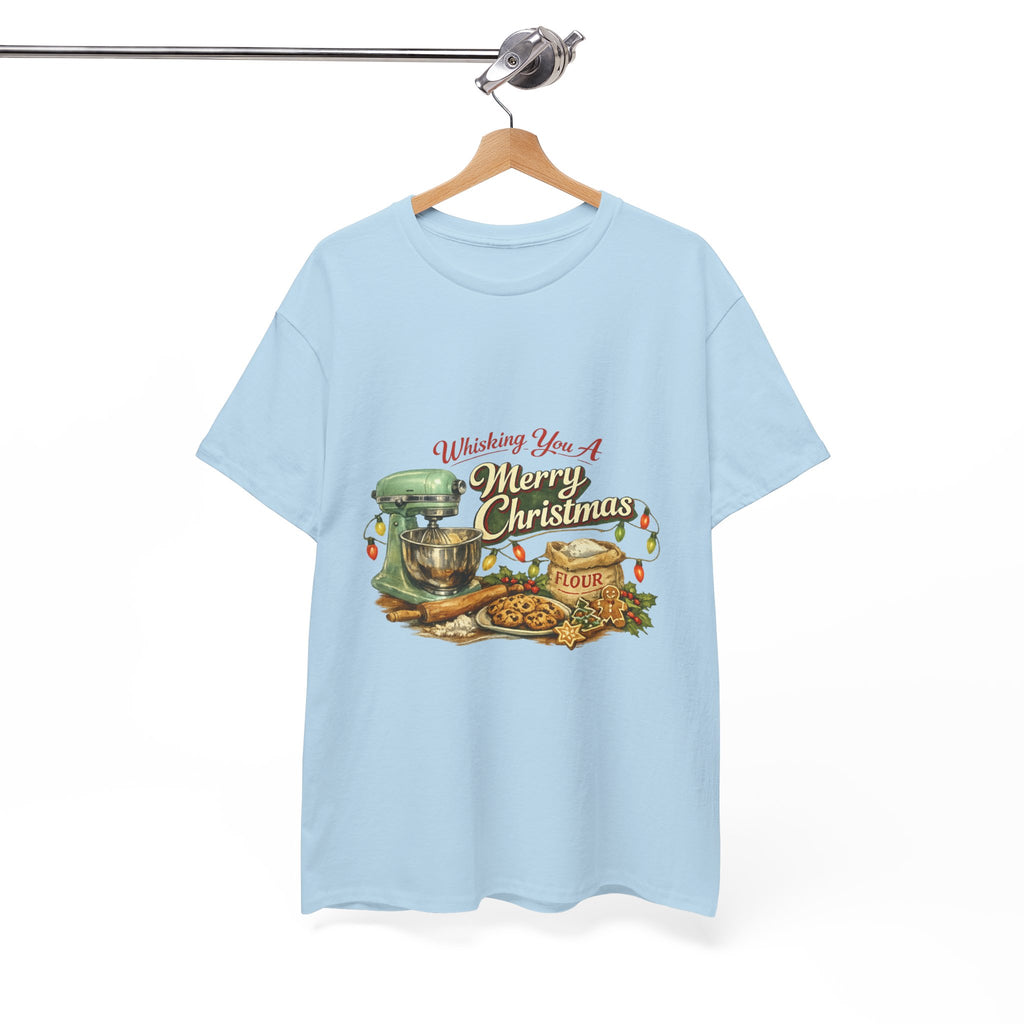 Christmas Baking Tee — "Wishing You A Merry Christmas" Vintage Mixer & Cookies T-Shirt