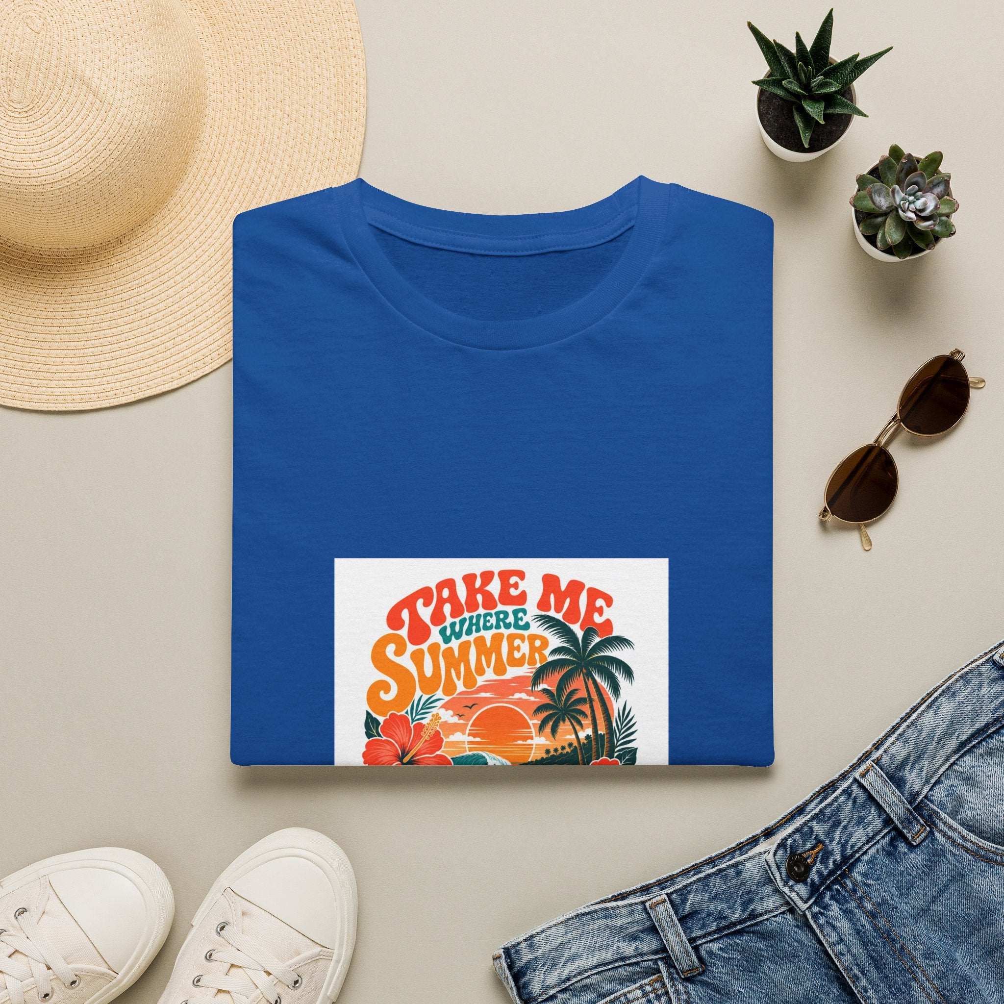 Summer  T-Shirts Summer Never Ends" Retro Palm Graphic Tee