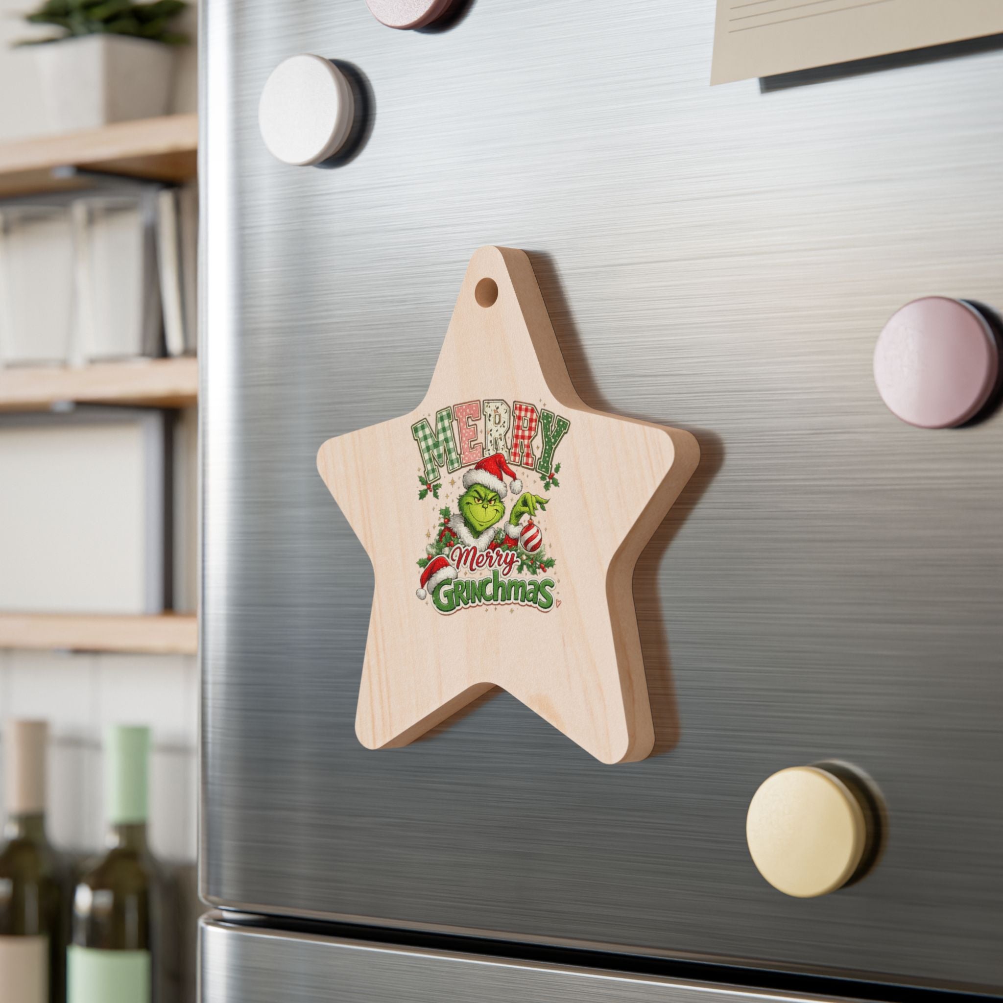 Bell Wooden Ornament – "Merry Grinchmas" Holiday Christmas Tree Decoration