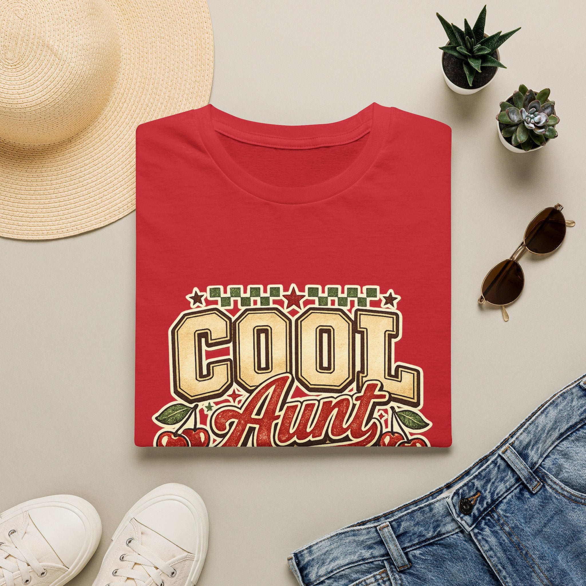 Cherries Pop T-Shirt Aunt Club Vintage Cherry Graphic Tee for Fun-Loving Aunts