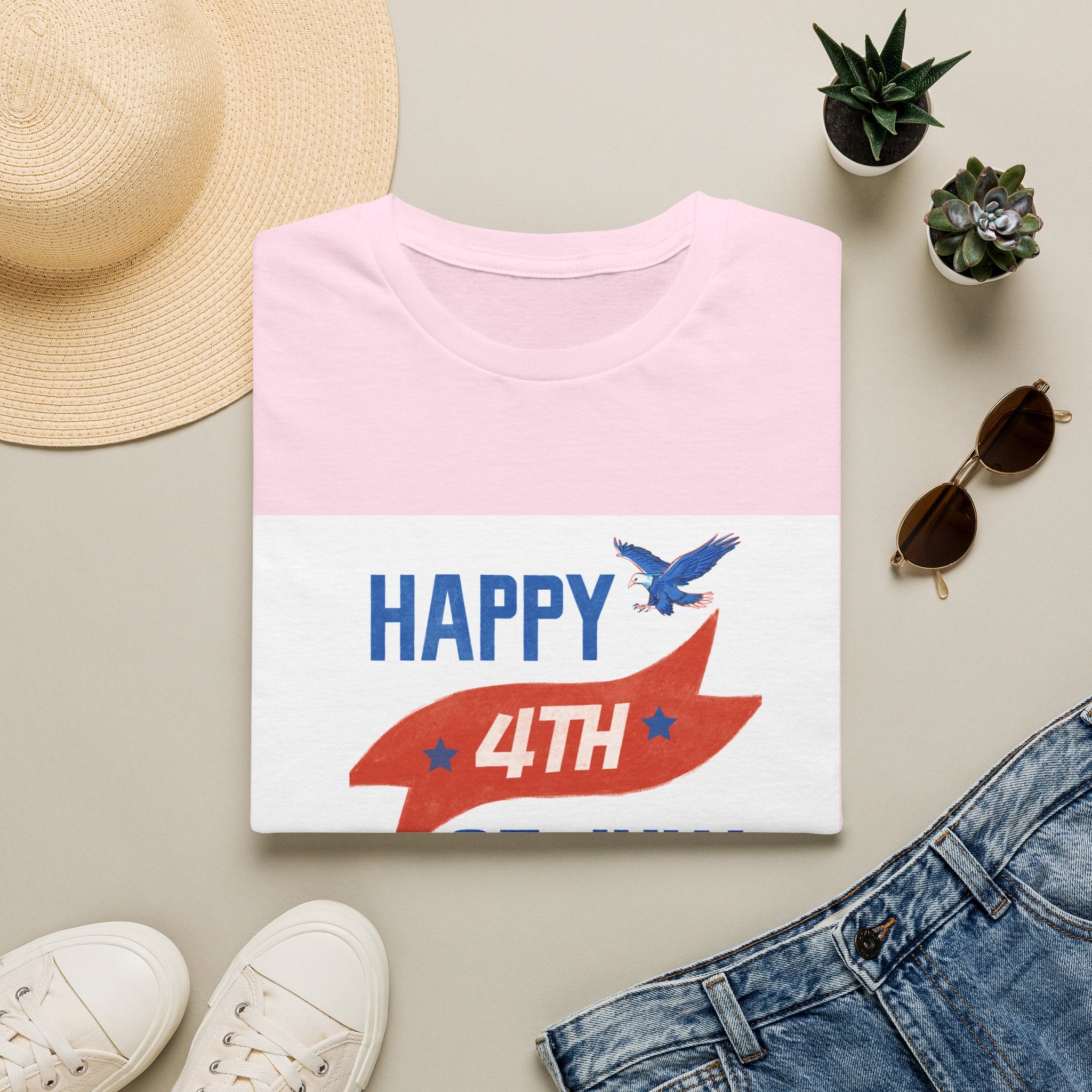 Happy 4th of July Eagle T-Shirt | Patriotic Fireworks Tee