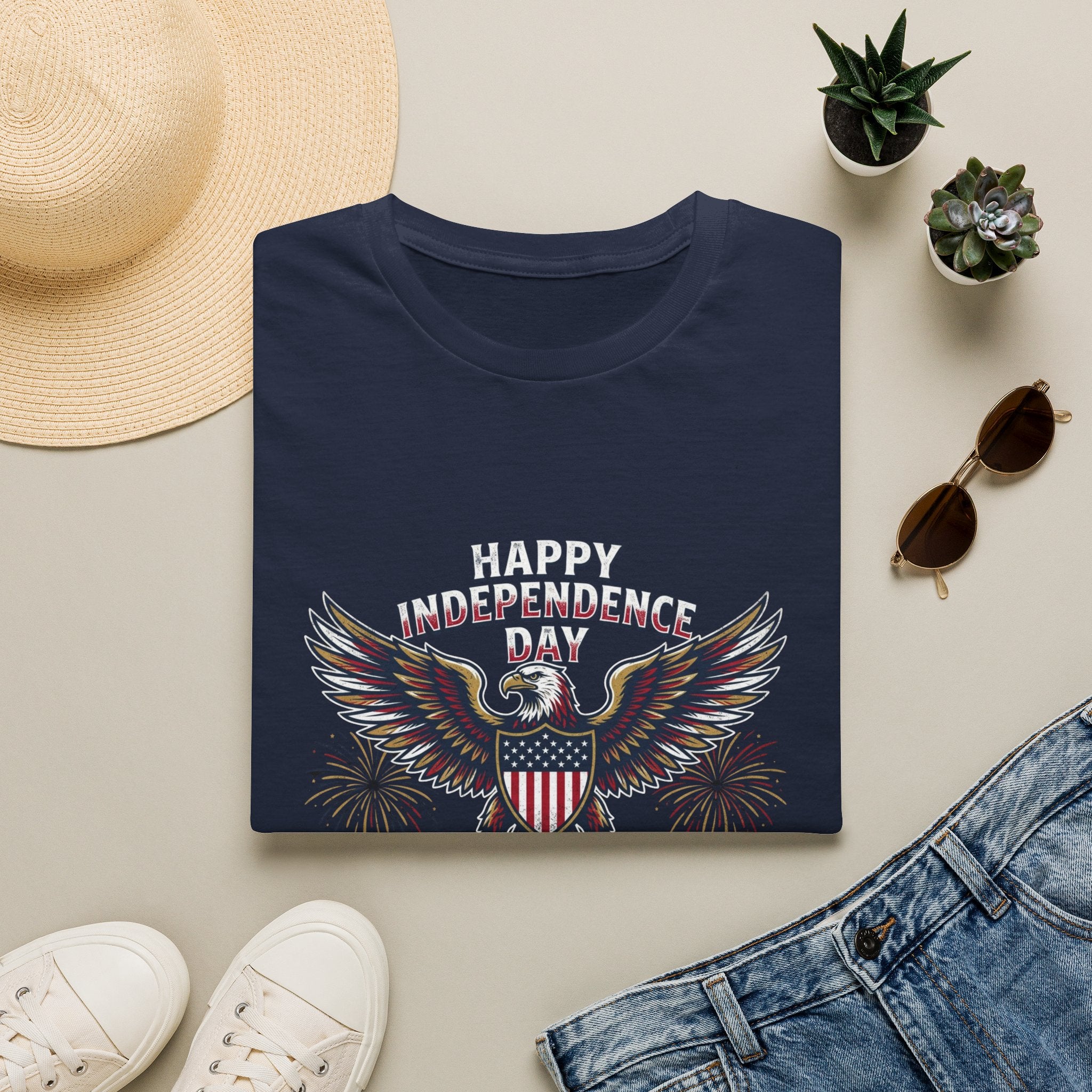 4th of July Independence Day Tee Eagle T-Shirt — "Happy Independence Day" USA Patriotic Tee