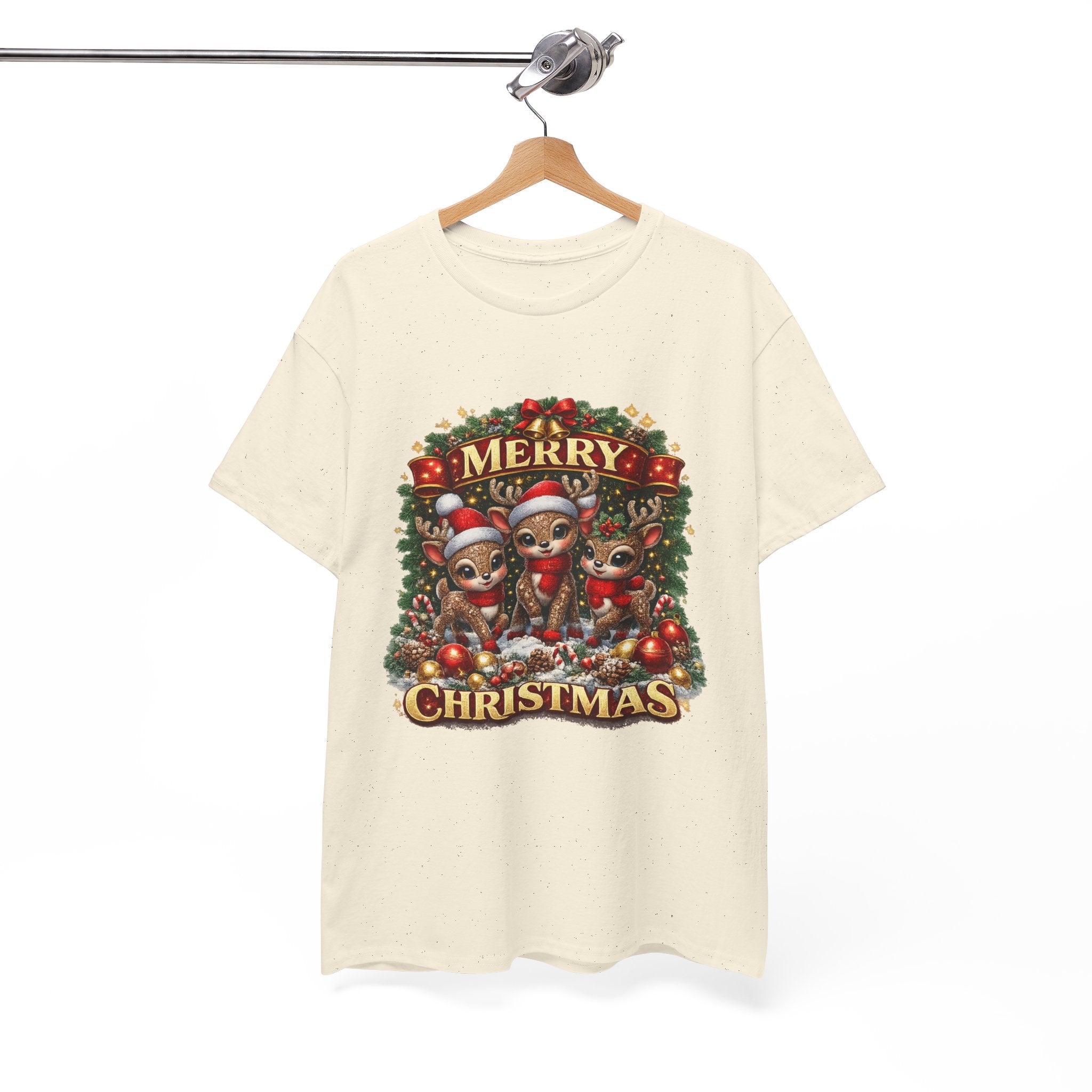 Christmas Reindeer Crew Tee — Merry Christmas Holiday Graphic T-Shirt