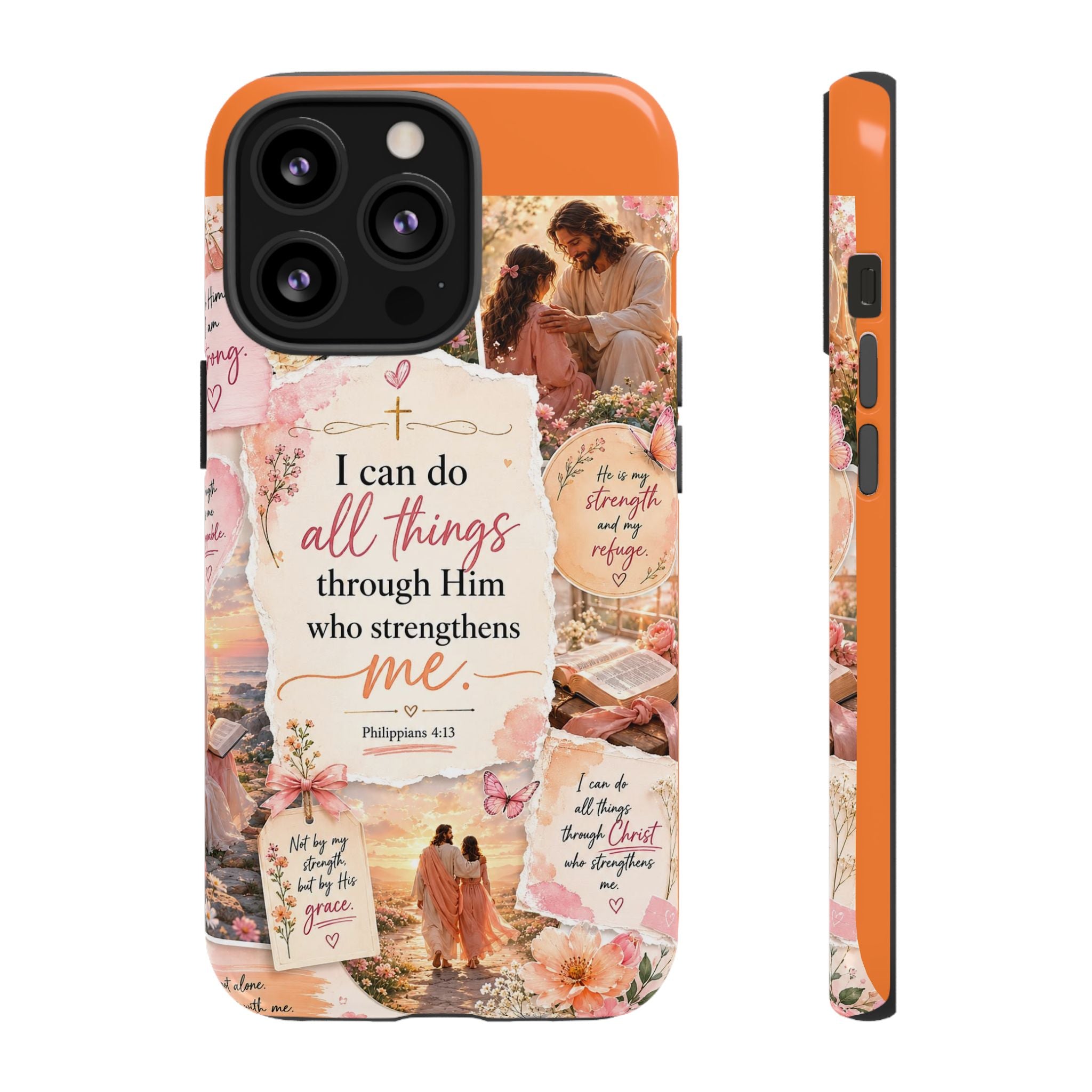 Christian Phone Case bible verses — "I Can Do All Things Through Him" Inspirational Scripture Design