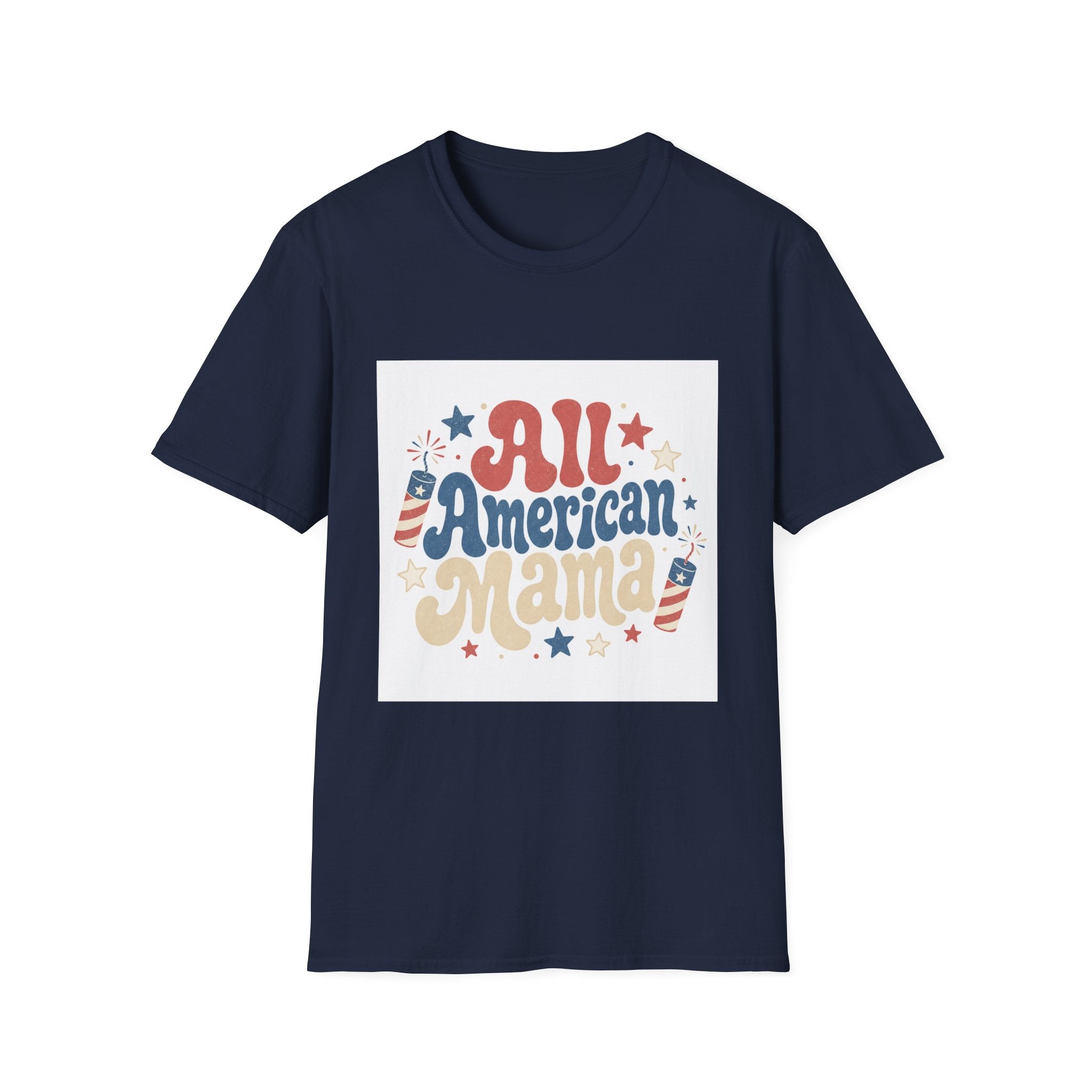 4th of July Tee  All American Tee — Retro Patriotic "All American Mama" Graphic T-Shirt