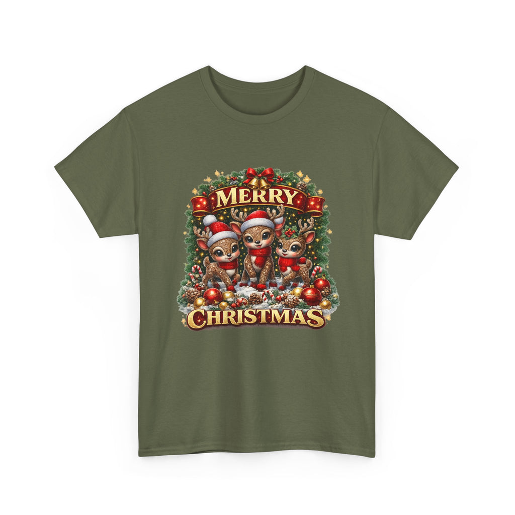 Christmas Reindeer Crew Tee — Merry Christmas Holiday Graphic T-Shirt