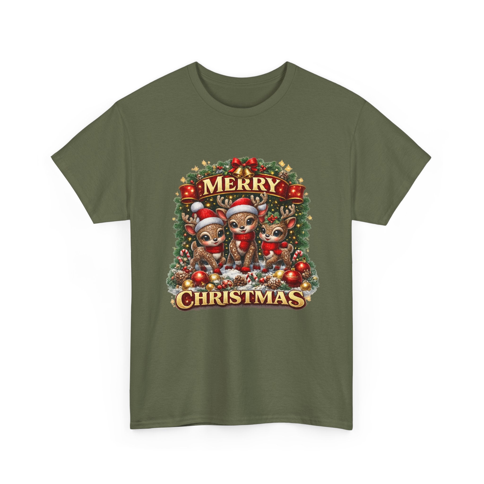 Christmas Reindeer Crew Tee — Merry Christmas Holiday Graphic T-Shirt