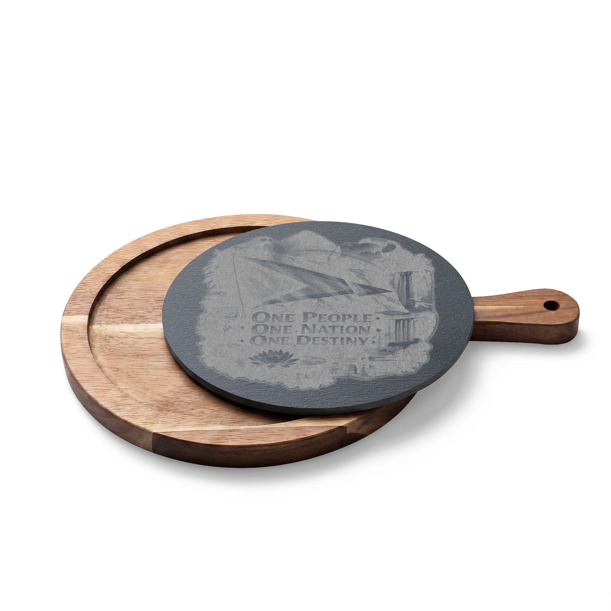 Engraved Acacia Charcuterie Board with Slate Insert & Cheese Tools