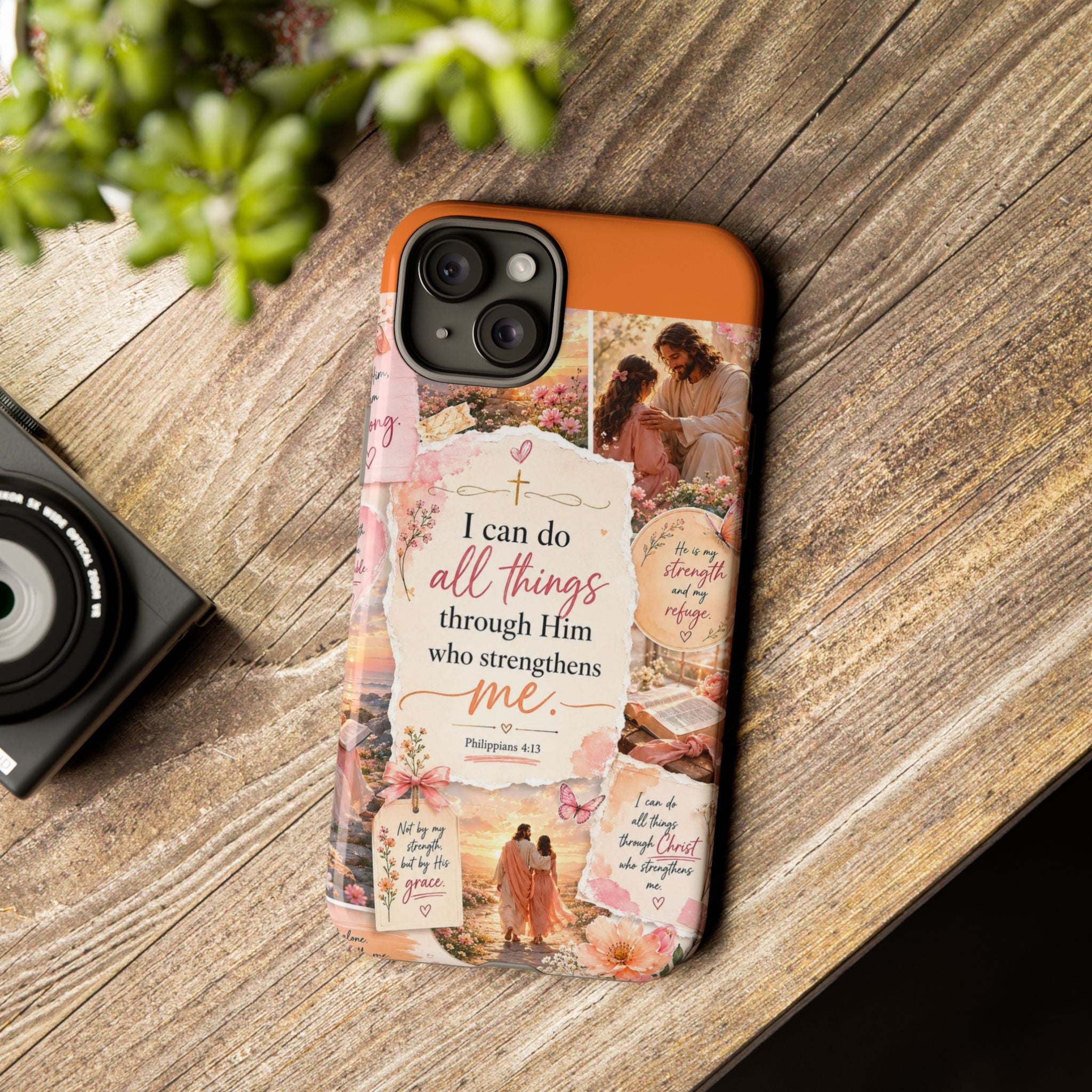 Christian Phone Case bible verses — "I Can Do All Things Through Him" Inspirational Scripture Design