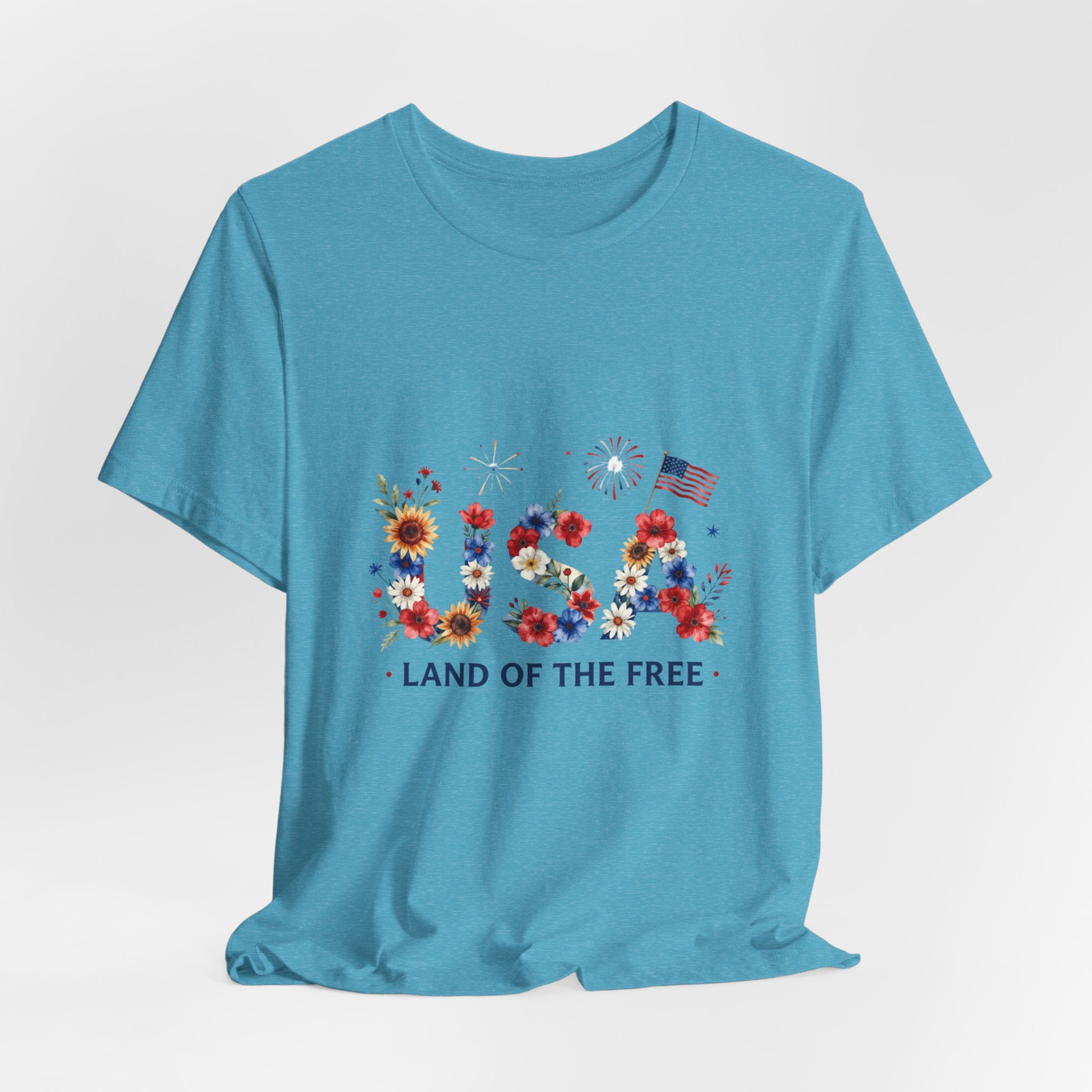 4th of July Tee Shirt Floral 'Land of the Free' T-Shirt
