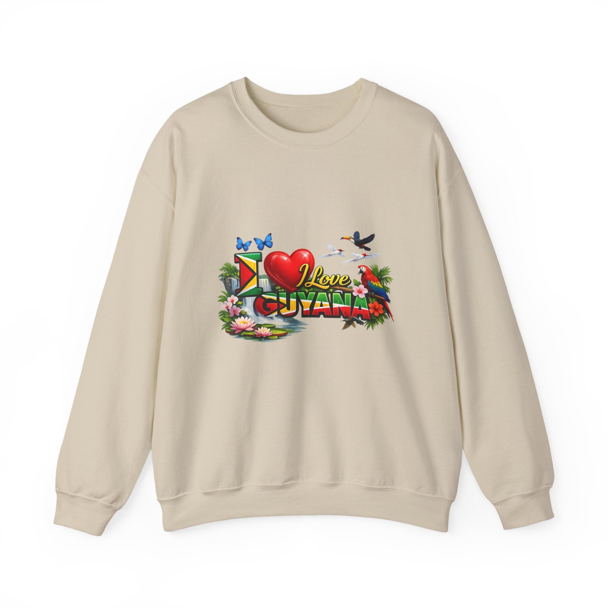 Guyana Pride Crewneck Sweatshirt — I Love Guyana Tropical Graphic Unisex
