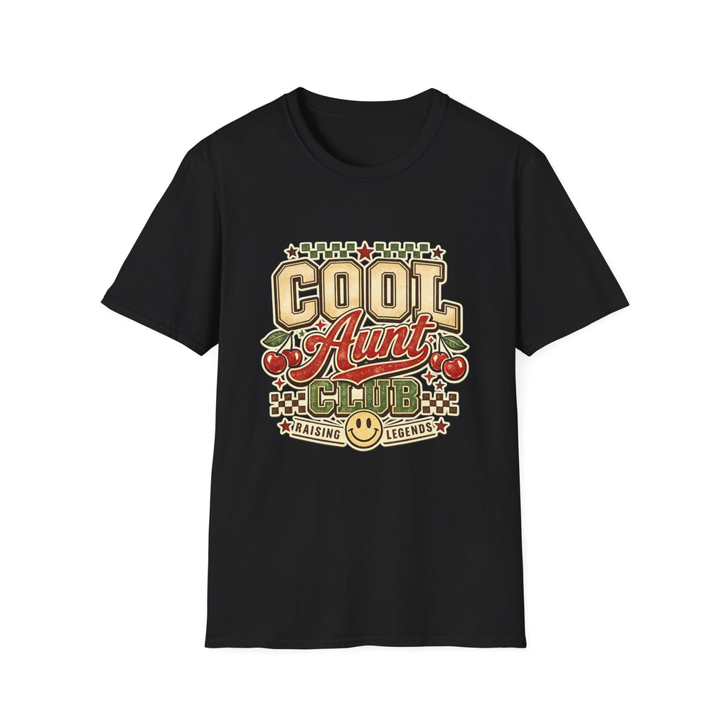 Cherries Pop T-Shirt Aunt Club Vintage Cherry Graphic Tee for Fun-Loving Aunts
