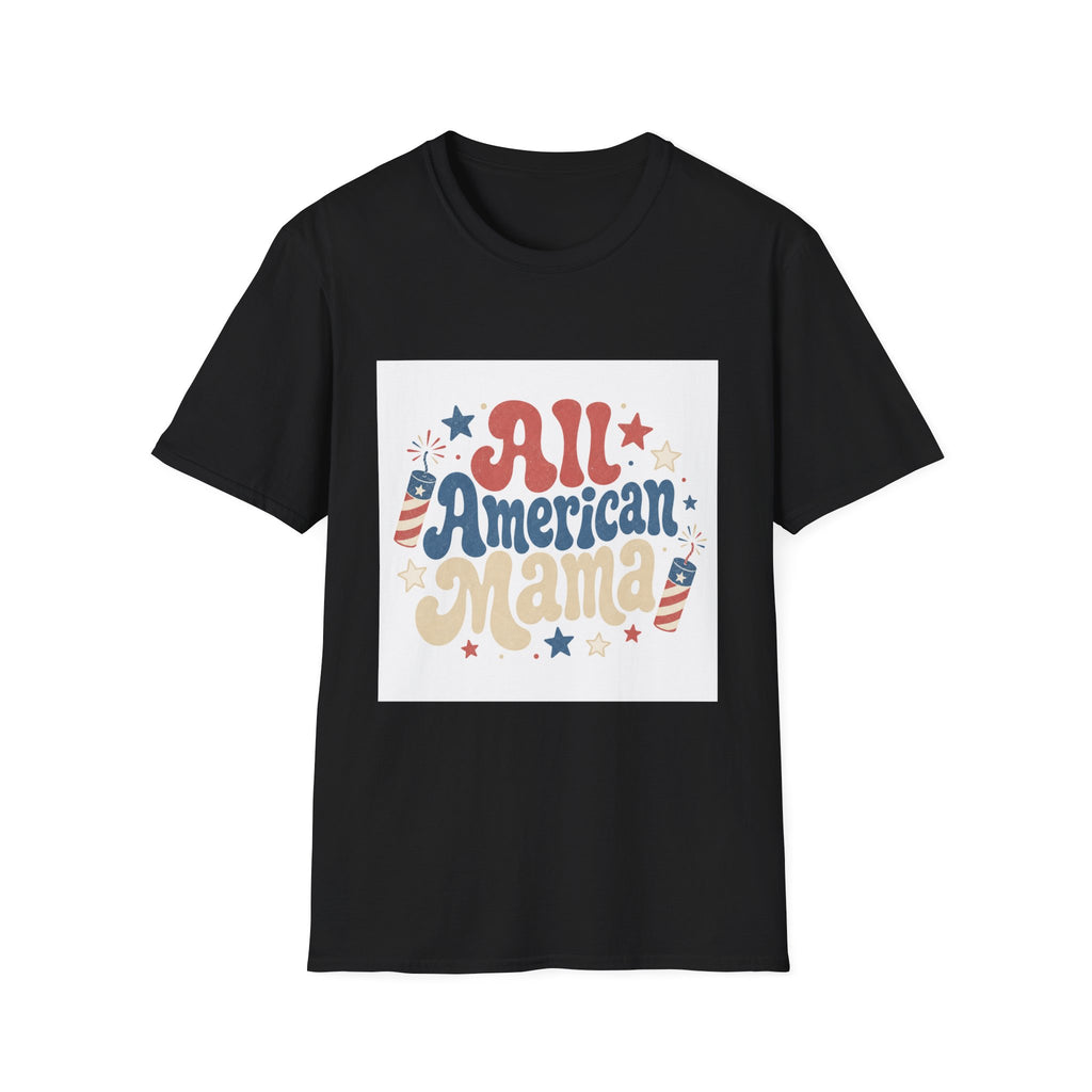 4th of July Tee  All American Tee — Retro Patriotic "All American Mama" Graphic T-Shirt