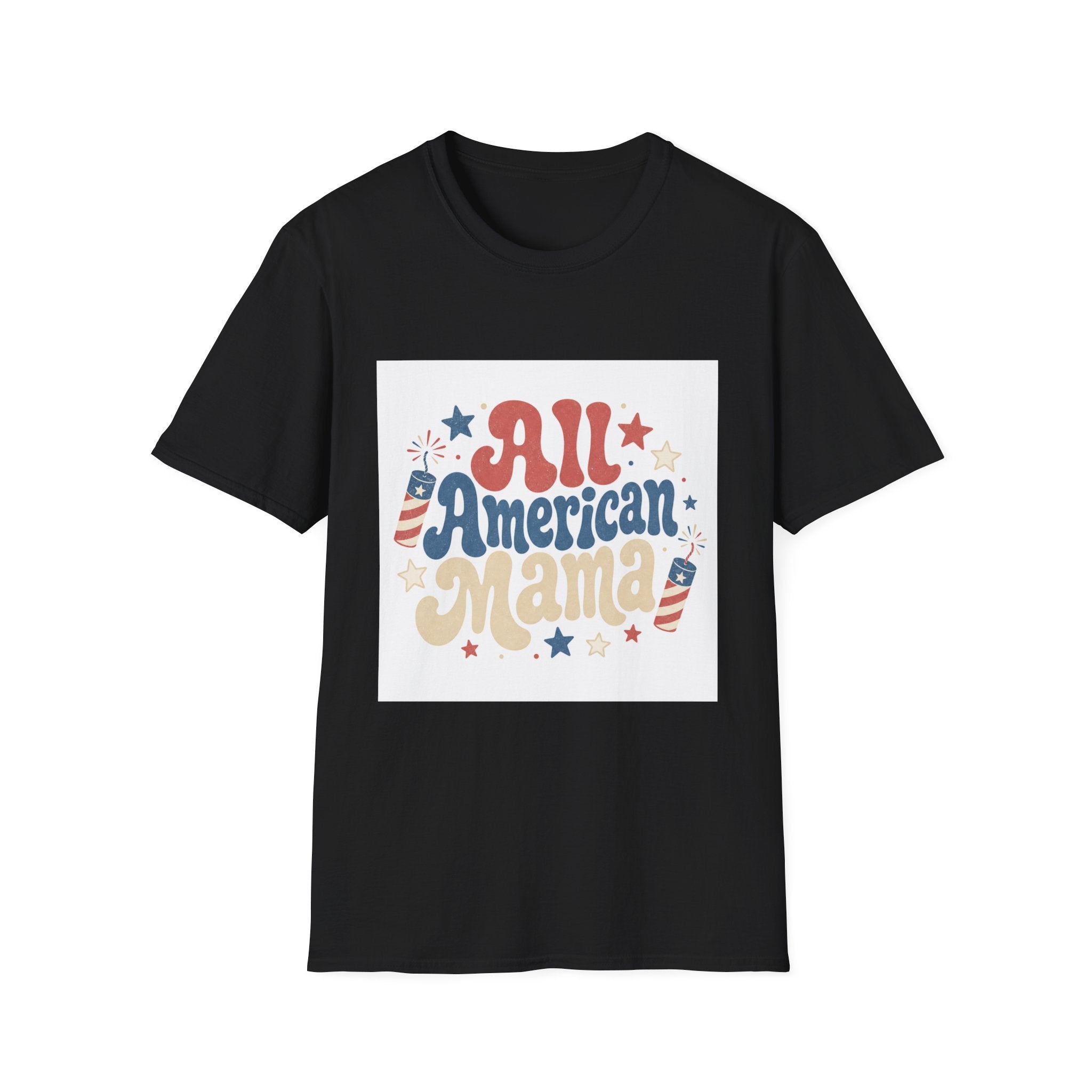 4th of July Tee  All American Tee — Retro Patriotic "All American Mama" Graphic T-Shirt