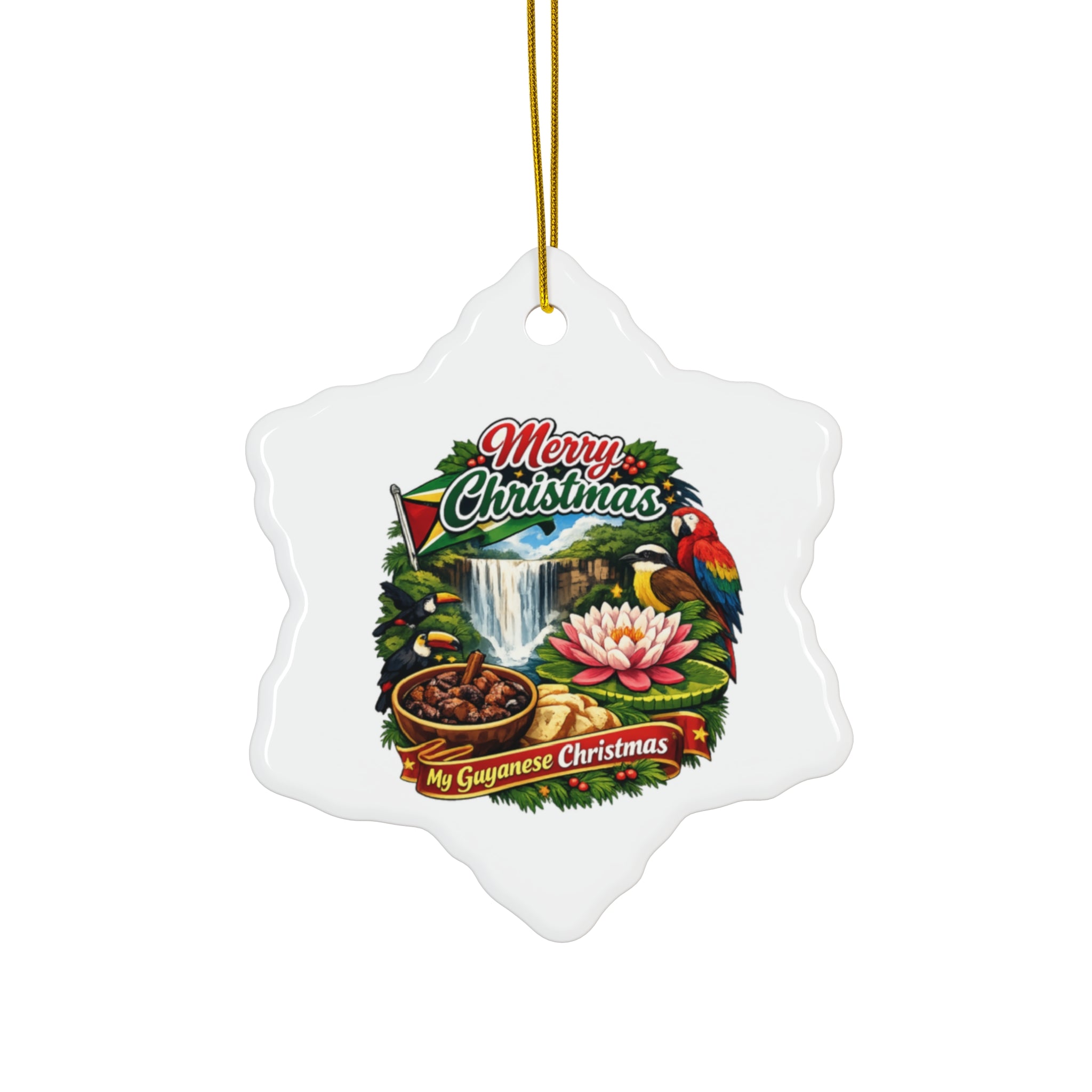 Star Ceramic Ornament — "Merry Christmas / My Guyanese Christmas" Holiday Decoration