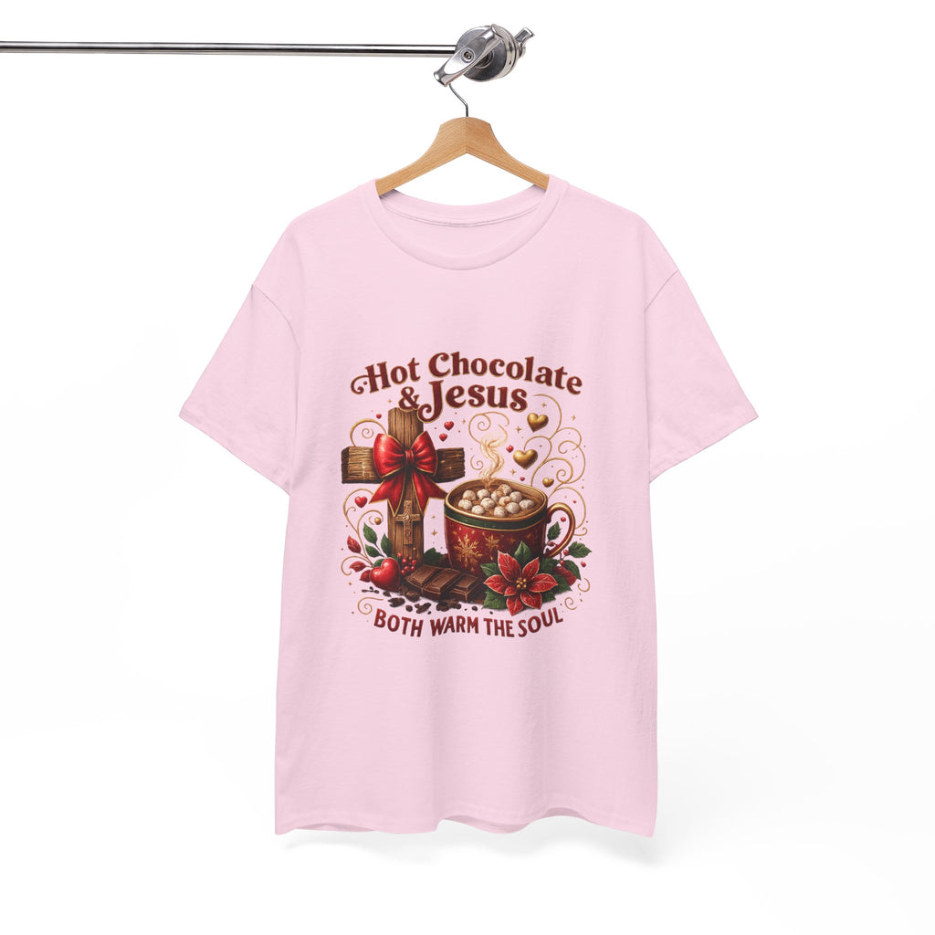 Christian T-Shirt — Hot Chocolate & Jesus "Both Warm the Soul" Christian Holiday Tee