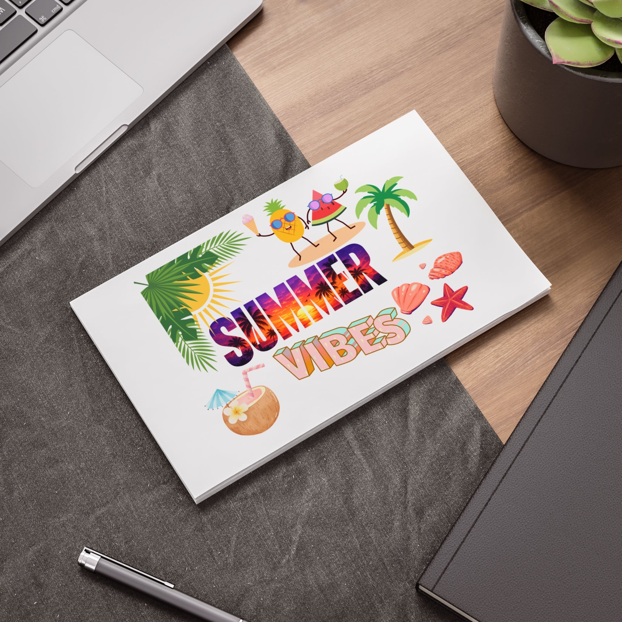 Summer Vibes Post-it Note Pad — Tropical Sticky Notes for Beach Lovers