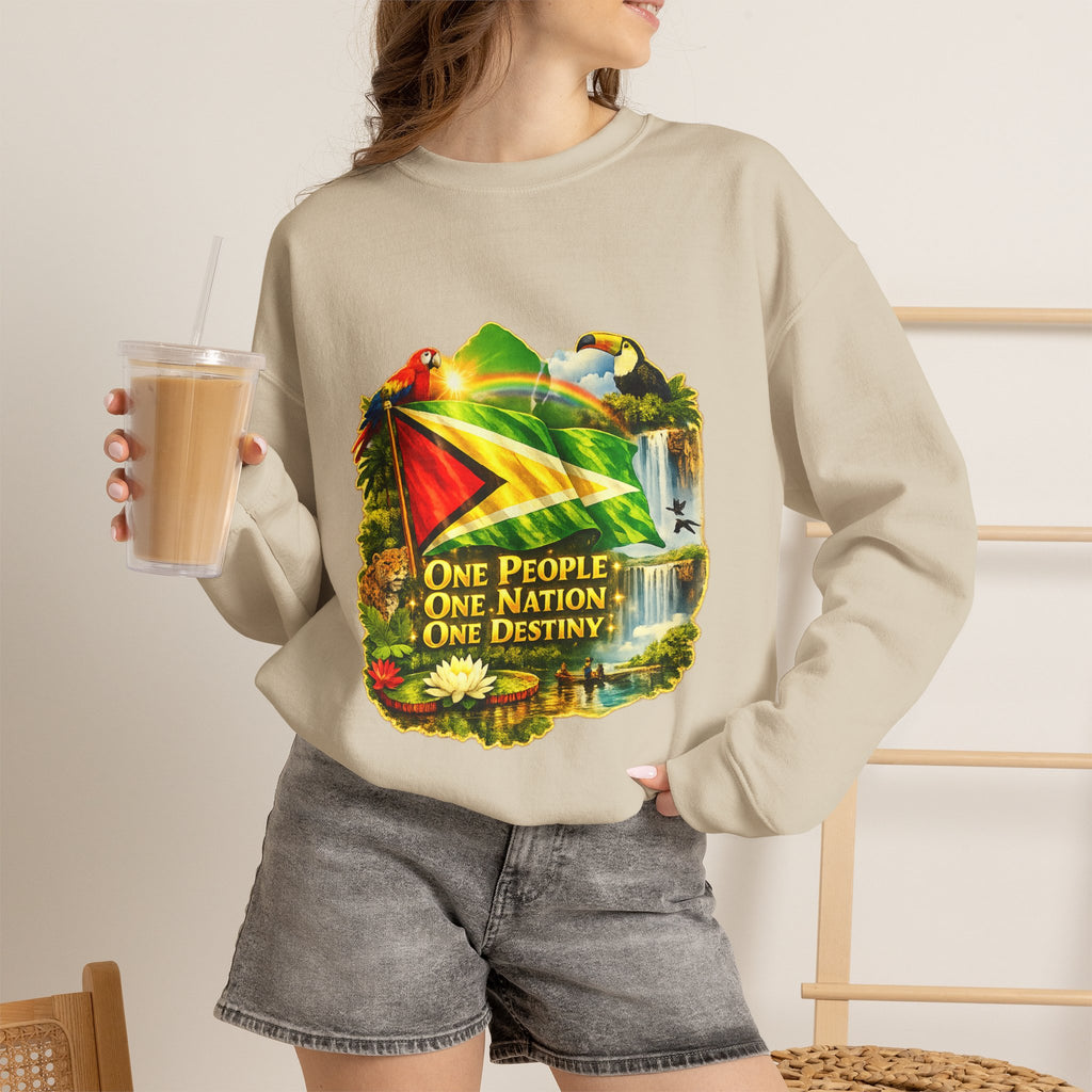 Guyana Flag & Wildlife Sweatshirt — "One People, One Nation, One Destiny" Crewneck