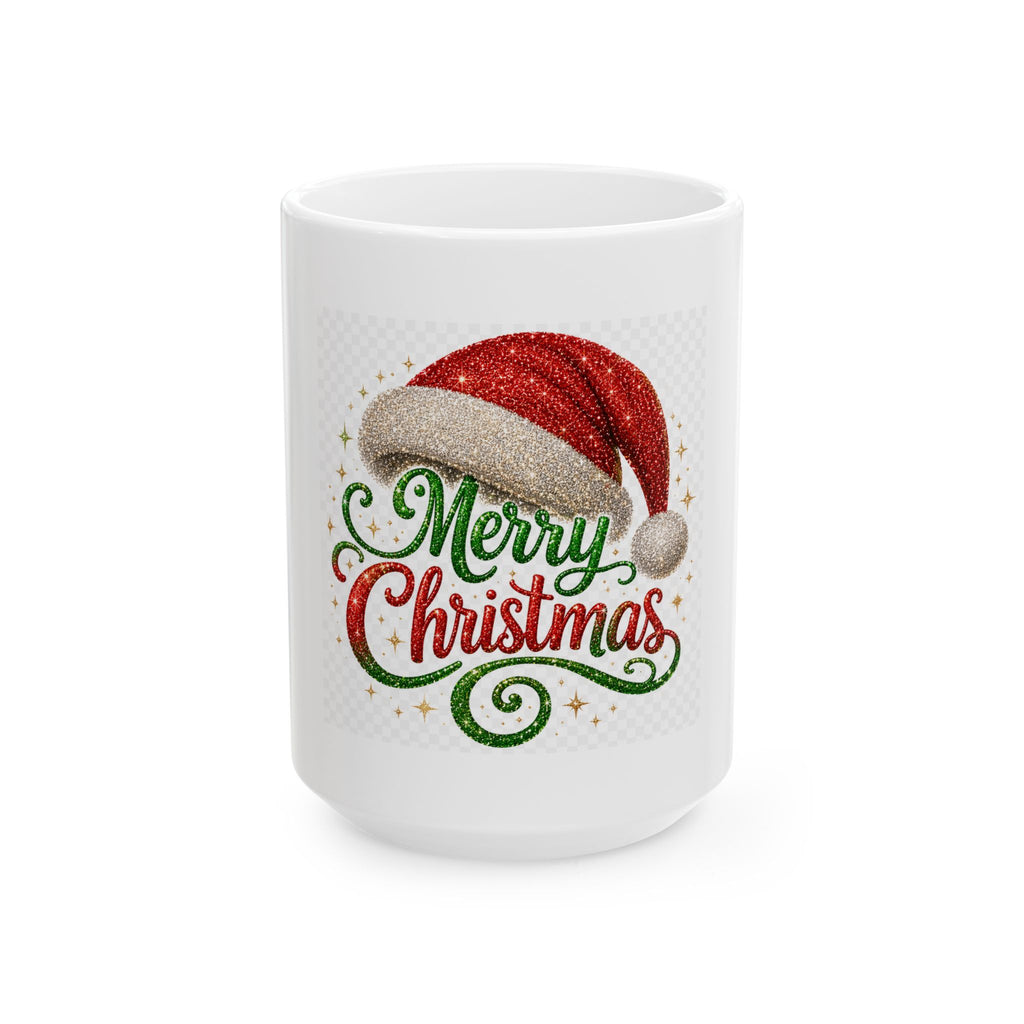 Merry Christmas Ceramic Mug (11oz & 15oz) — Festive Santa Hat Holiday Coffee Cup