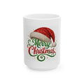 Merry Christmas Ceramic Mug (11oz & 15oz) — Festive Santa Hat Holiday Coffee Cup