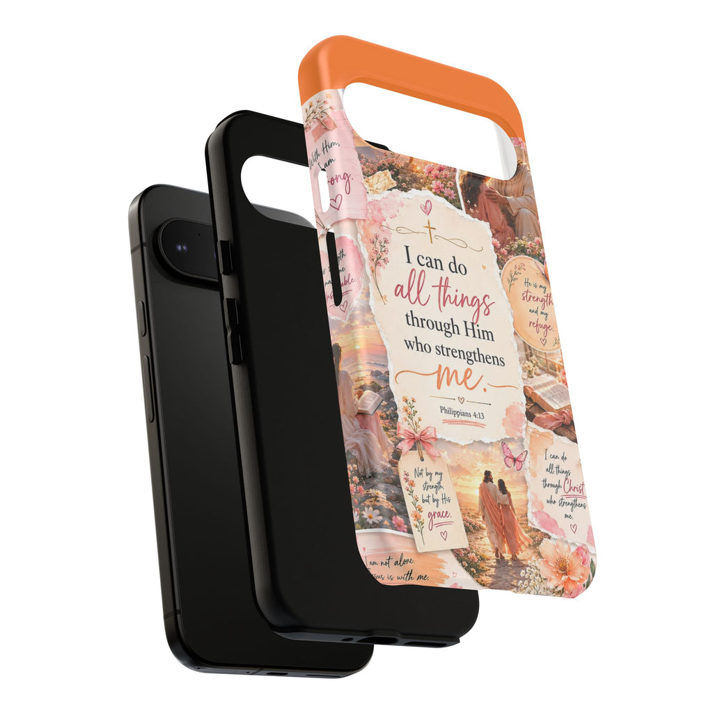 Christian Phone Case bible verses — "I Can Do All Things Through Him" Inspirational Scripture Design