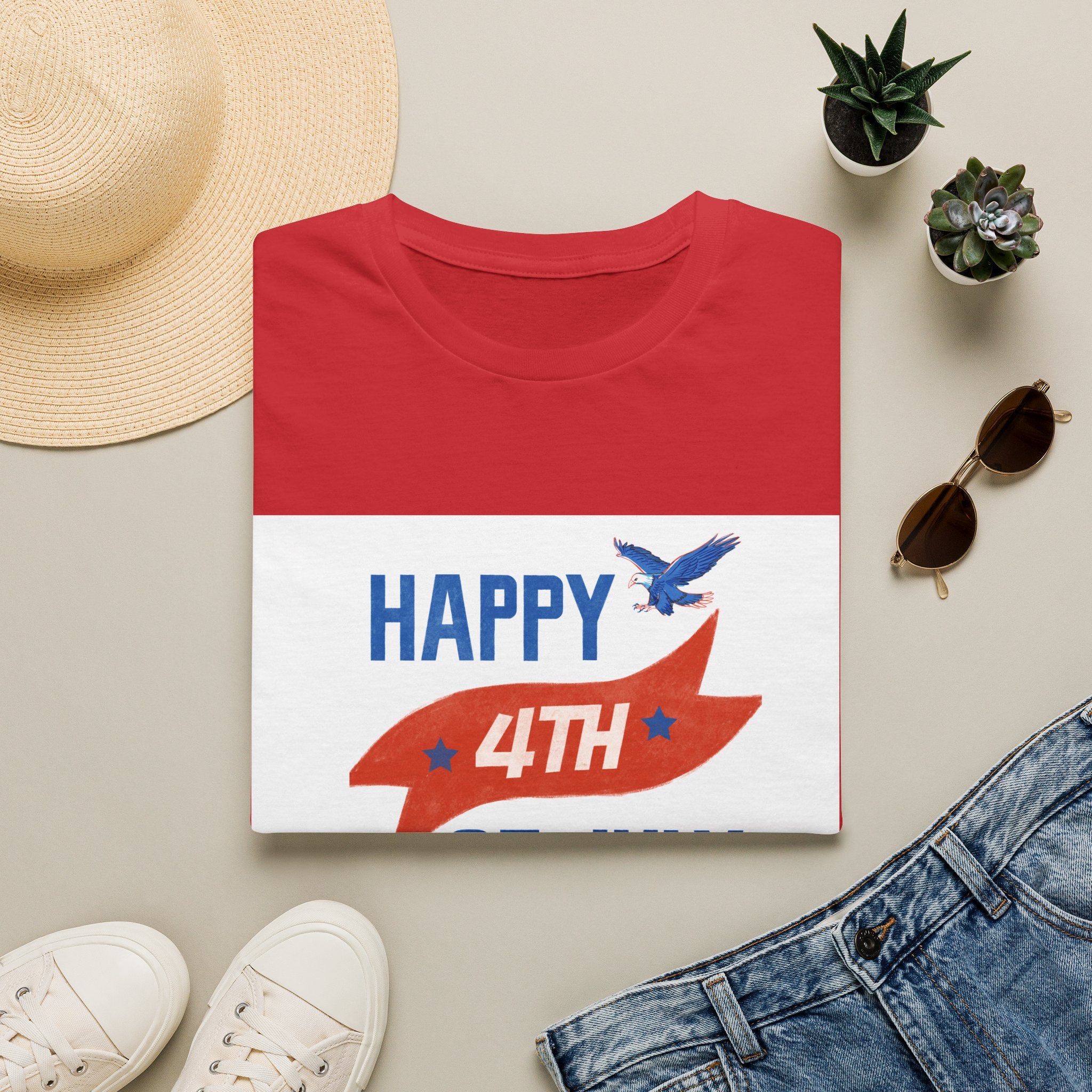 Happy 4th of July Eagle T-Shirt | Patriotic Fireworks Tee