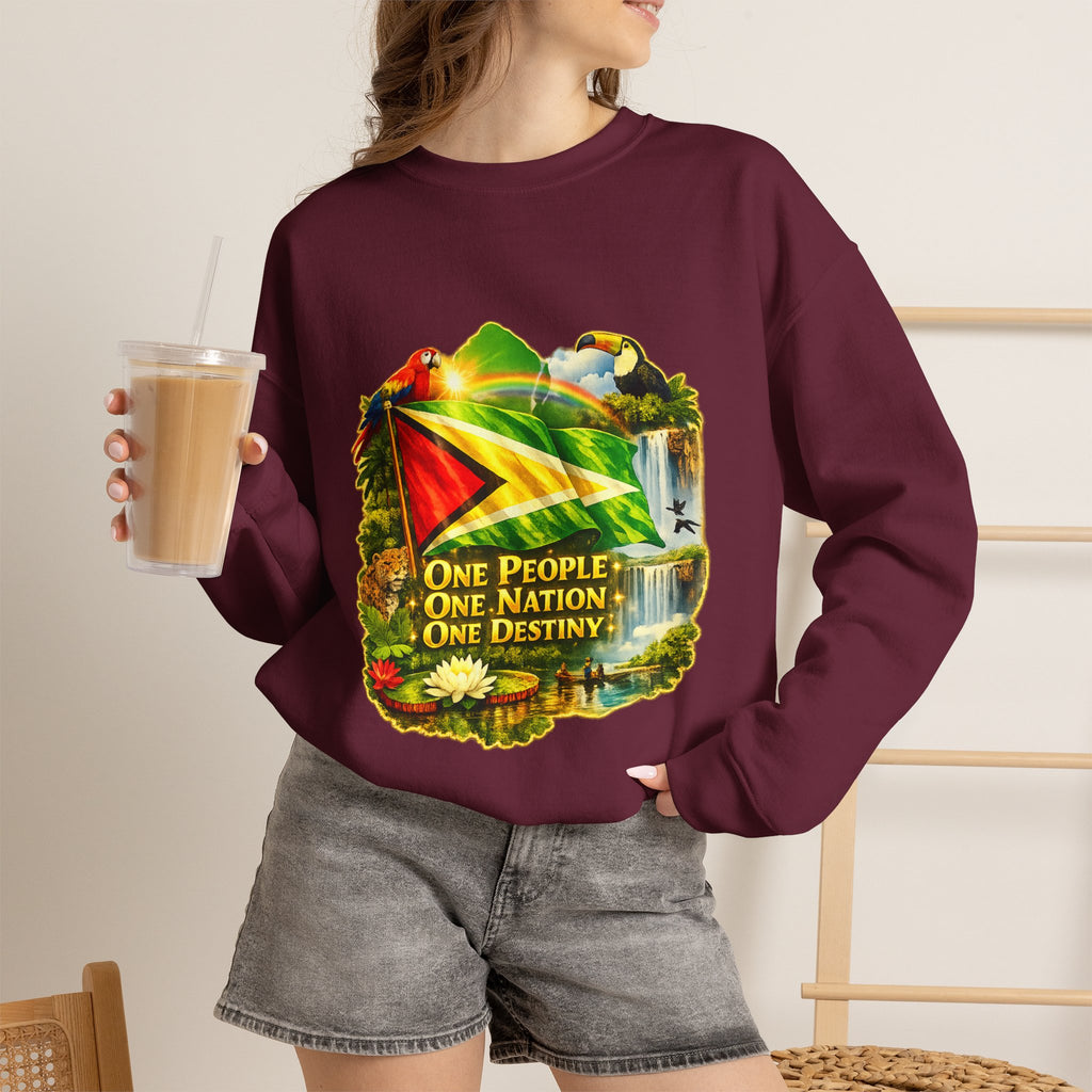 Guyana Flag & Wildlife Sweatshirt — "One People, One Nation, One Destiny" Crewneck