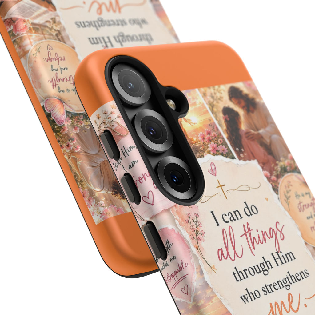 Christian Phone Case bible verses — "I Can Do All Things Through Him" Inspirational Scripture Design
