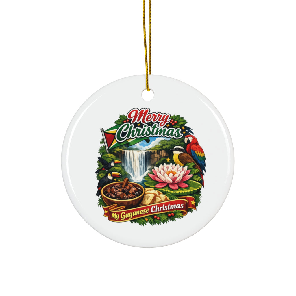 Star Ceramic Ornament — "Merry Christmas / My Guyanese Christmas" Holiday Decoration