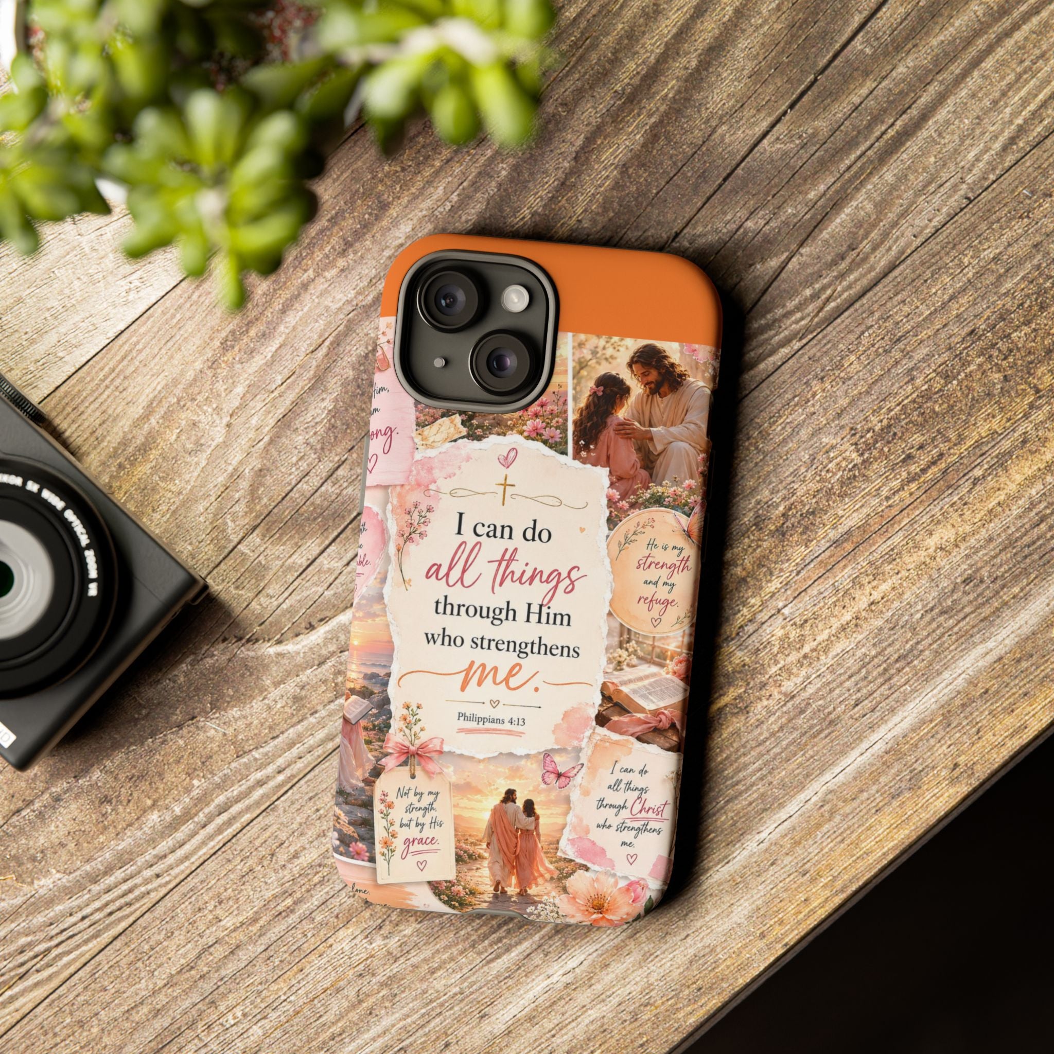 Christian Phone Case bible verses — "I Can Do All Things Through Him" Inspirational Scripture Design