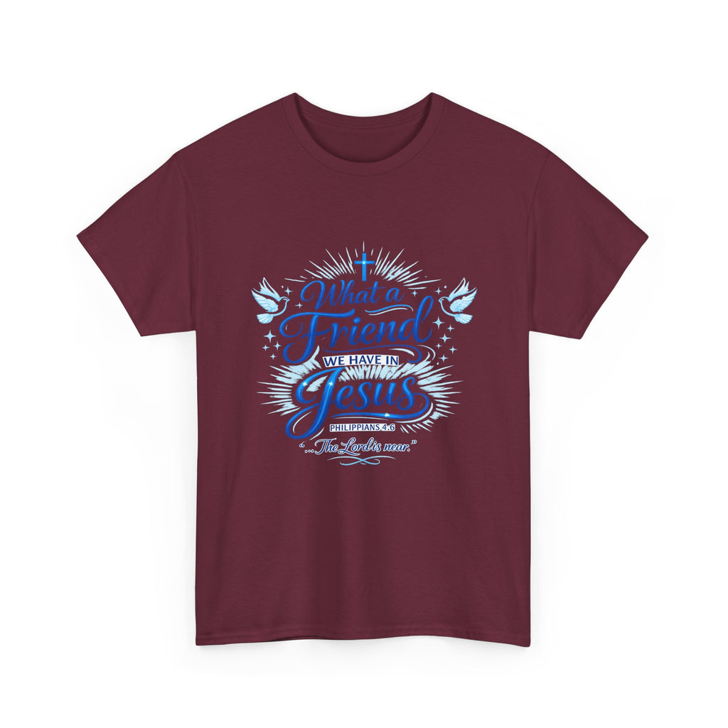Christian Tee — “What a Friend We Have in Jesus” Inspirational Faith T-Shirt