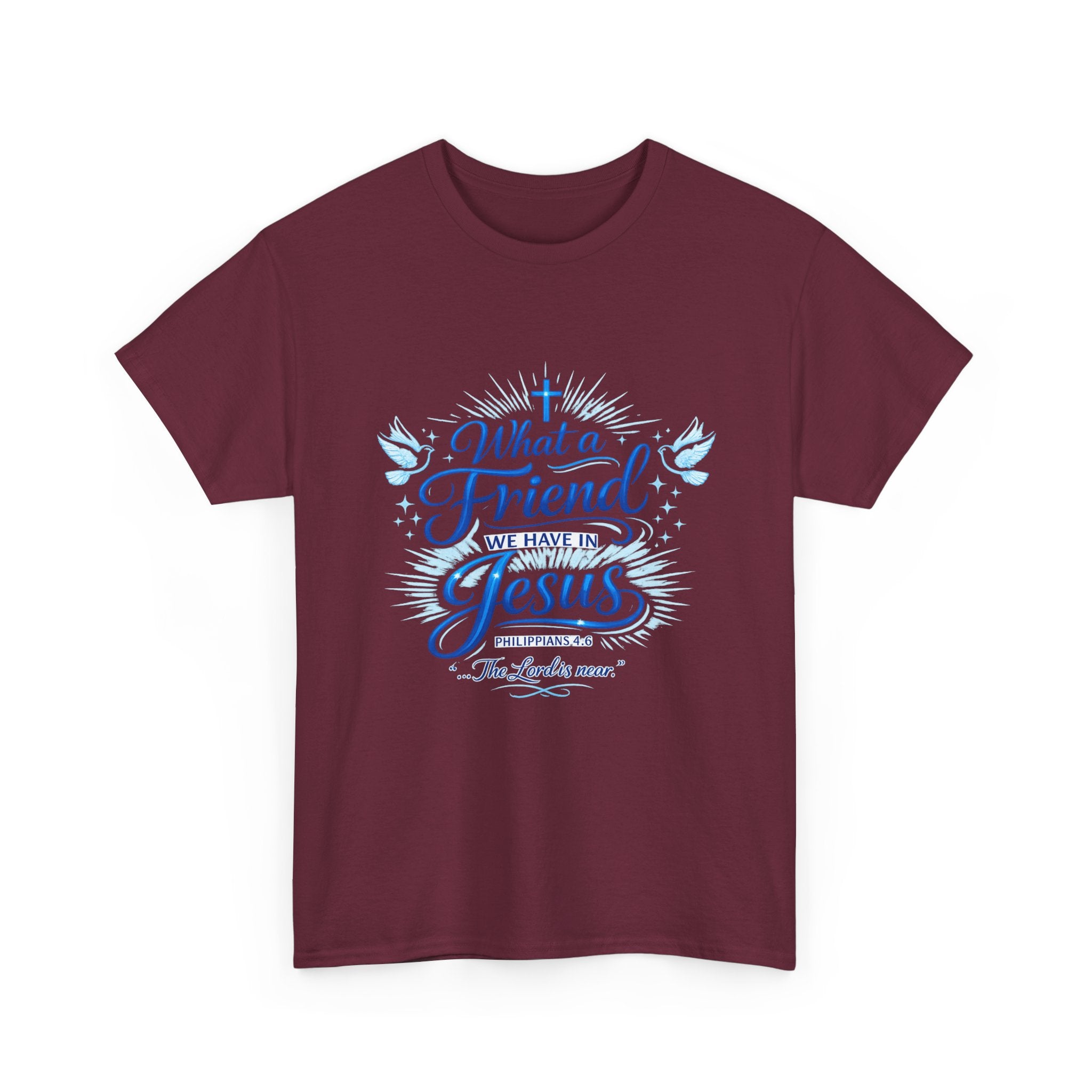 Christian Tee — “What a Friend We Have in Jesus” Inspirational Faith T-Shirt