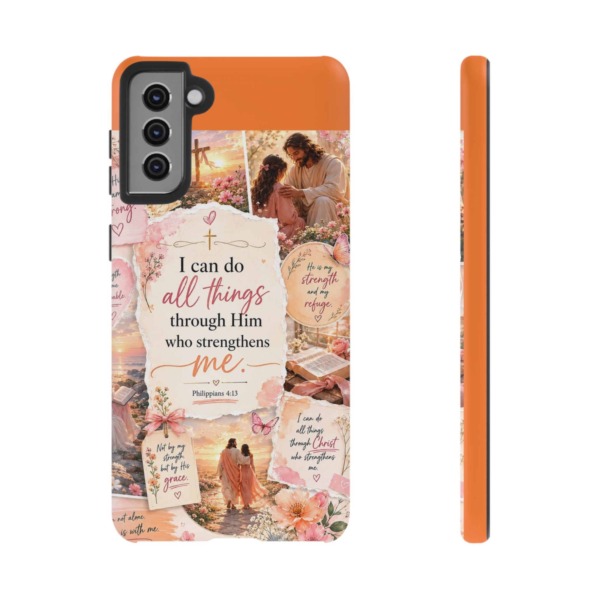 Christian Phone Case bible verses — "I Can Do All Things Through Him" Inspirational Scripture Design