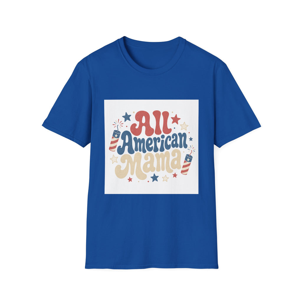 4th of July Tee  All American Tee — Retro Patriotic "All American Mama" Graphic T-Shirt