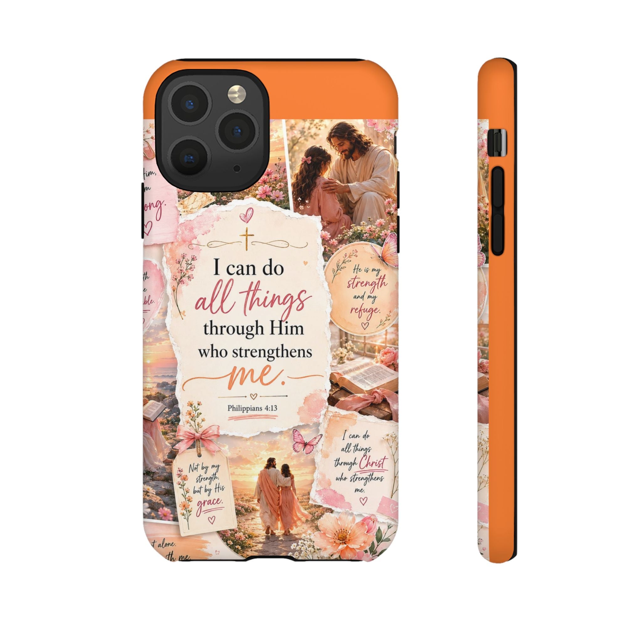Christian Phone Case bible verses — "I Can Do All Things Through Him" Inspirational Scripture Design