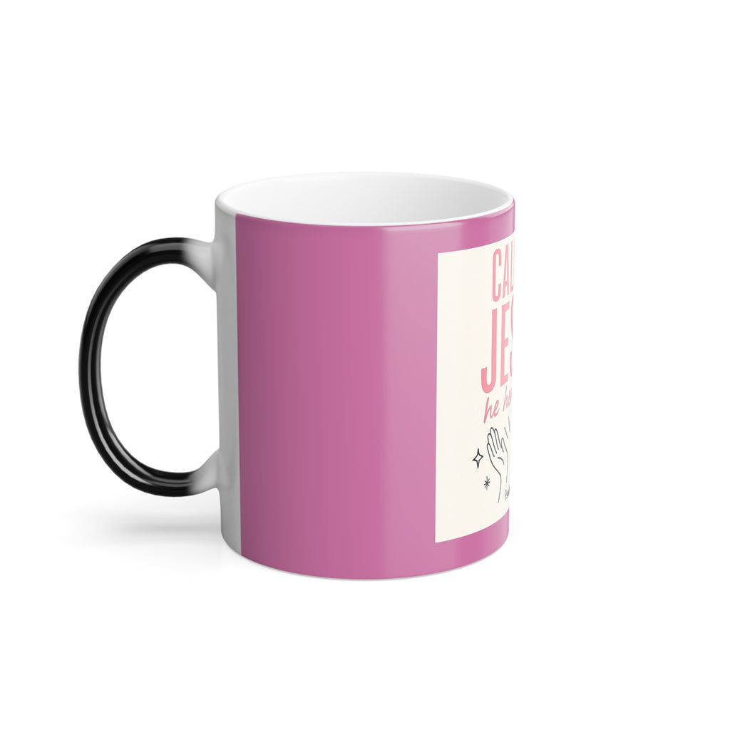 Call On Jesus Color-Changing Mug — "He Hears You" Inspirational Christian Coffee Cup, 11oz