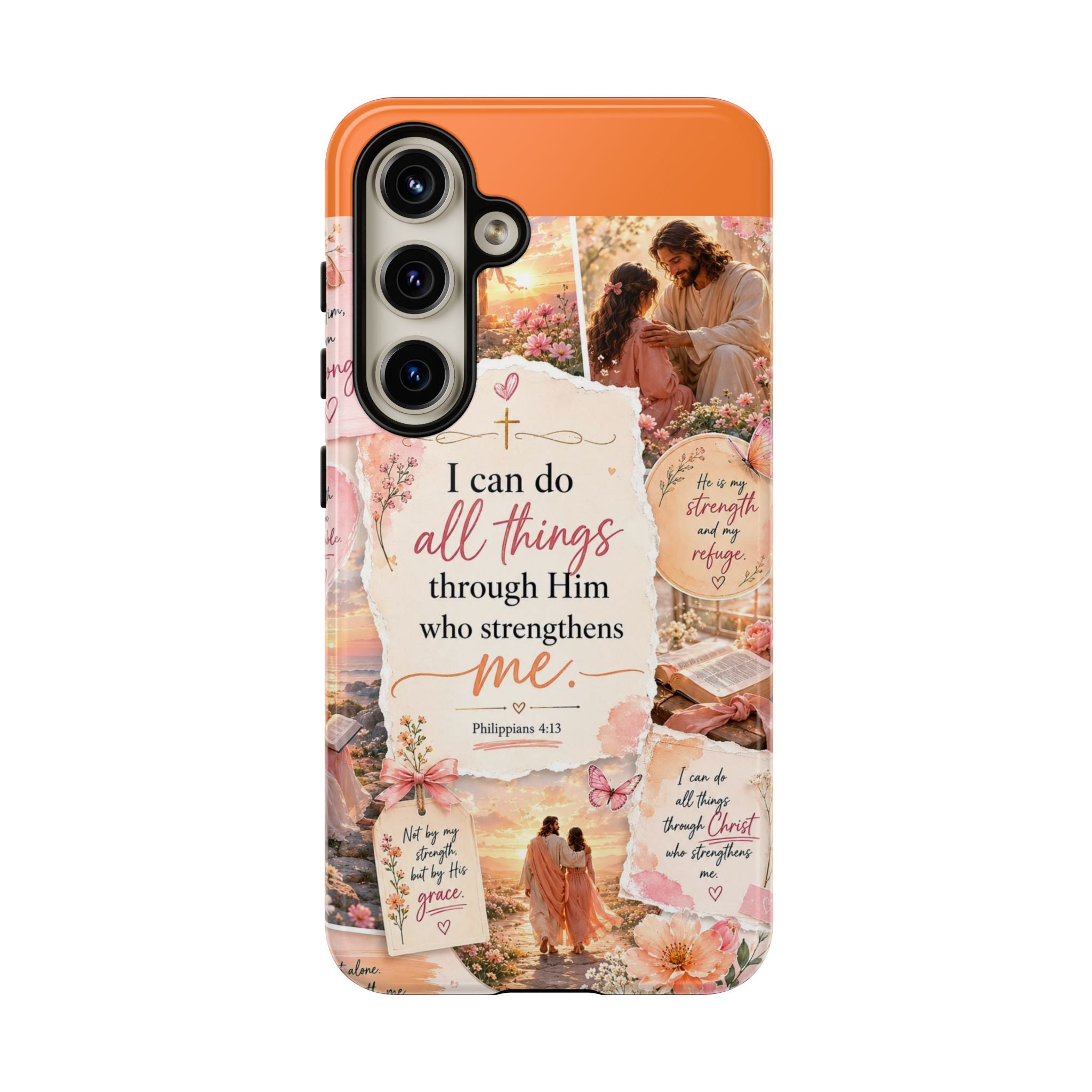 Christian Phone Case bible verses — "I Can Do All Things Through Him" Inspirational Scripture Design